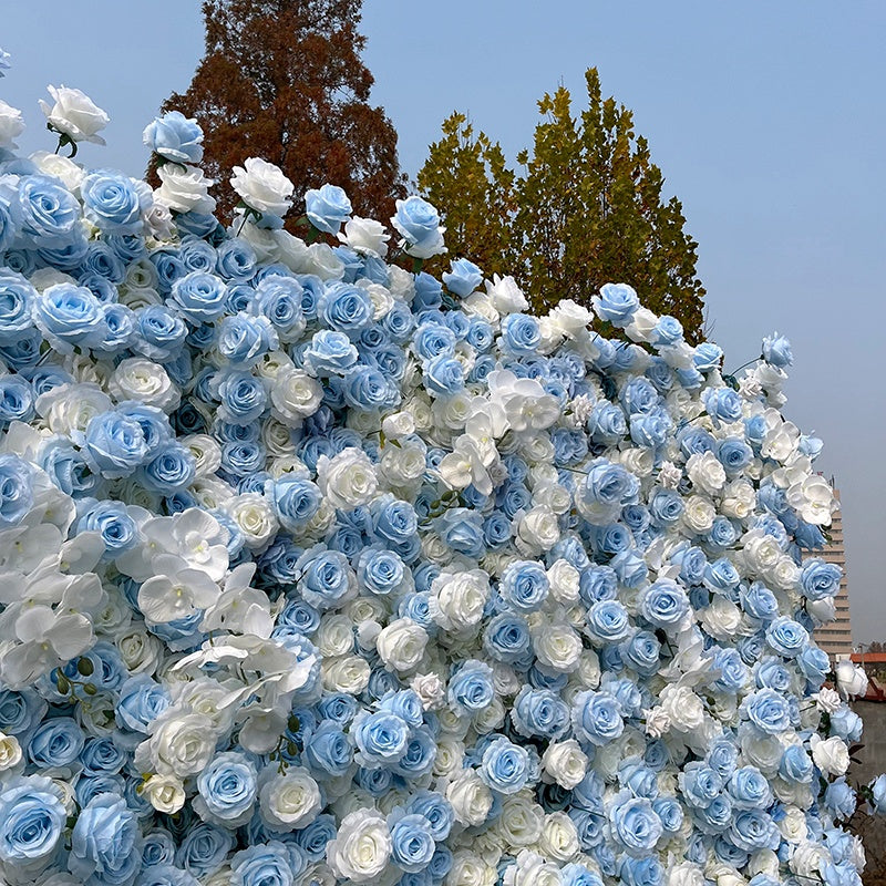 Blue Rose Flower Wall Backdrop for Bridal Shower & Event Decor ABFW-038