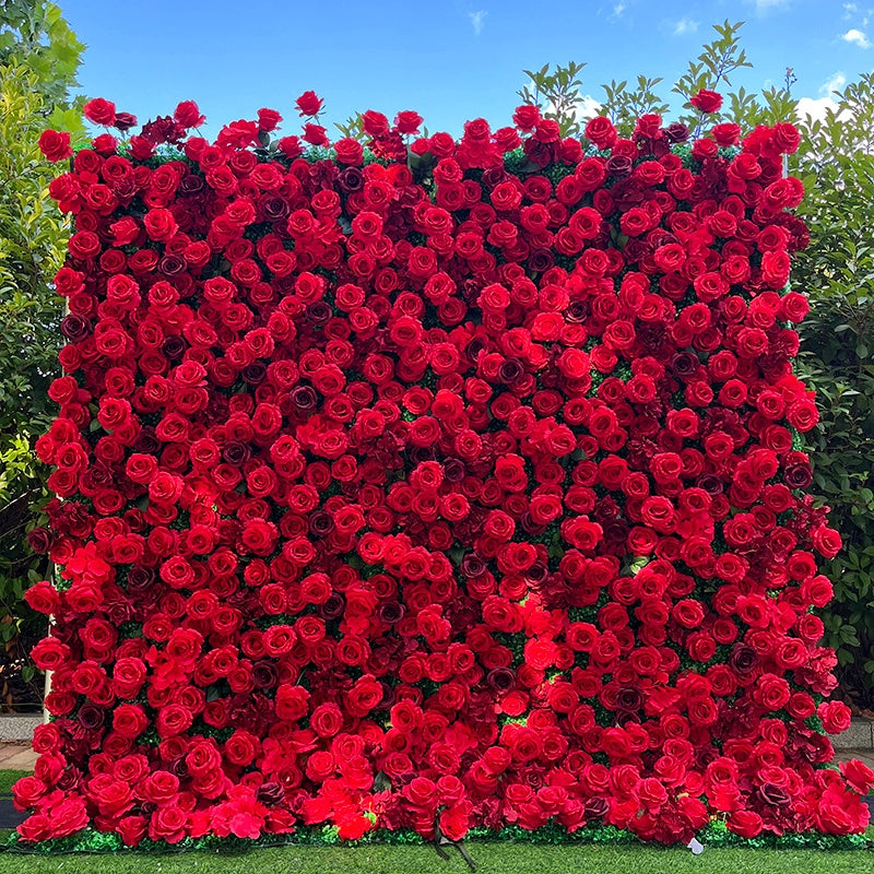 red rose flower wall backdrop for wedding
