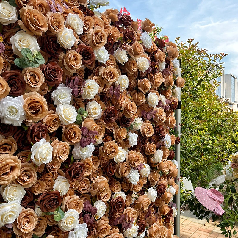 Vintage Champagne Rose Flower Wall Backdrop for Event Photo Booth ABFW-092