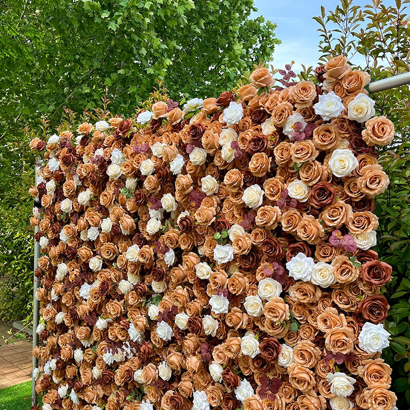Vintage Champagne Rose Flower Wall Backdrop for Event Photo Booth ABFW-092