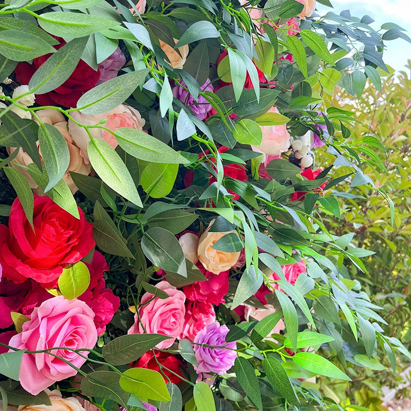 8FT Garden Style Silk Flower Wall Backdrop with Greenery for Wedding Decor ABFW-096