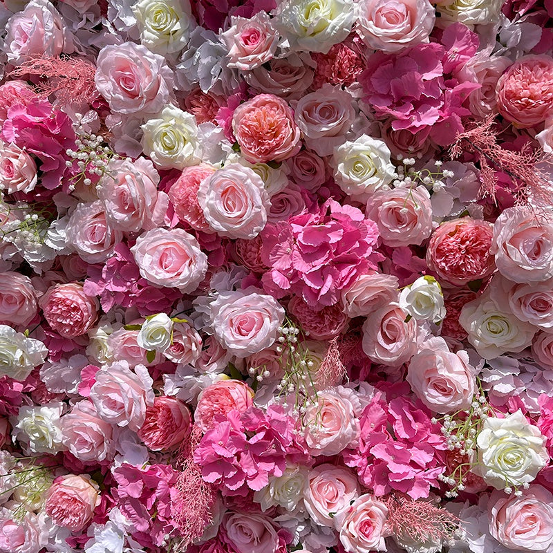 Romantic pink flower wall for engagement party backdrop