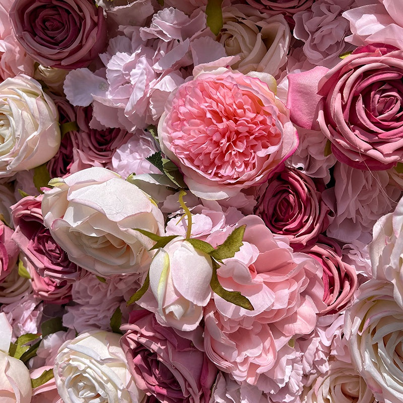 Silk blue pink rose flower wall panel for wedding and party backdrop