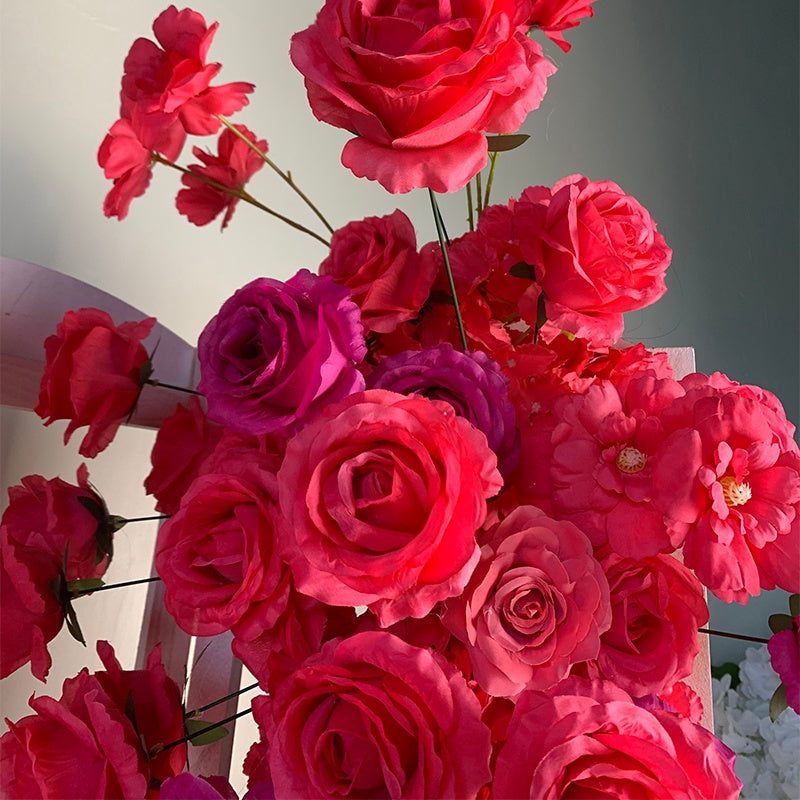 Red Artificial Floor Flower Arrangement Wedding Party Decor ABGF-012