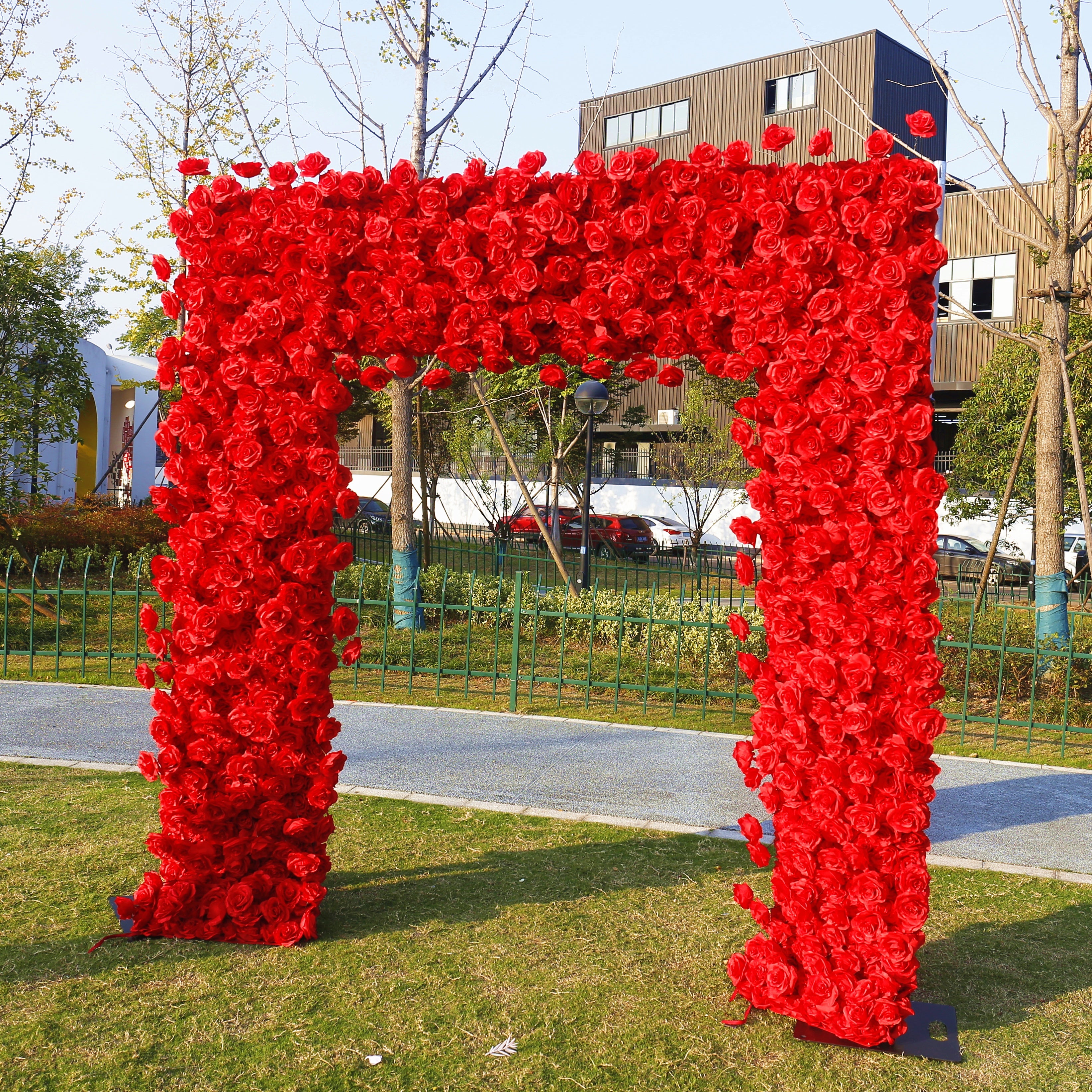 Red Fabric Rose Artificial Flower Wall Arch Wedding Party Decor ACAW-009