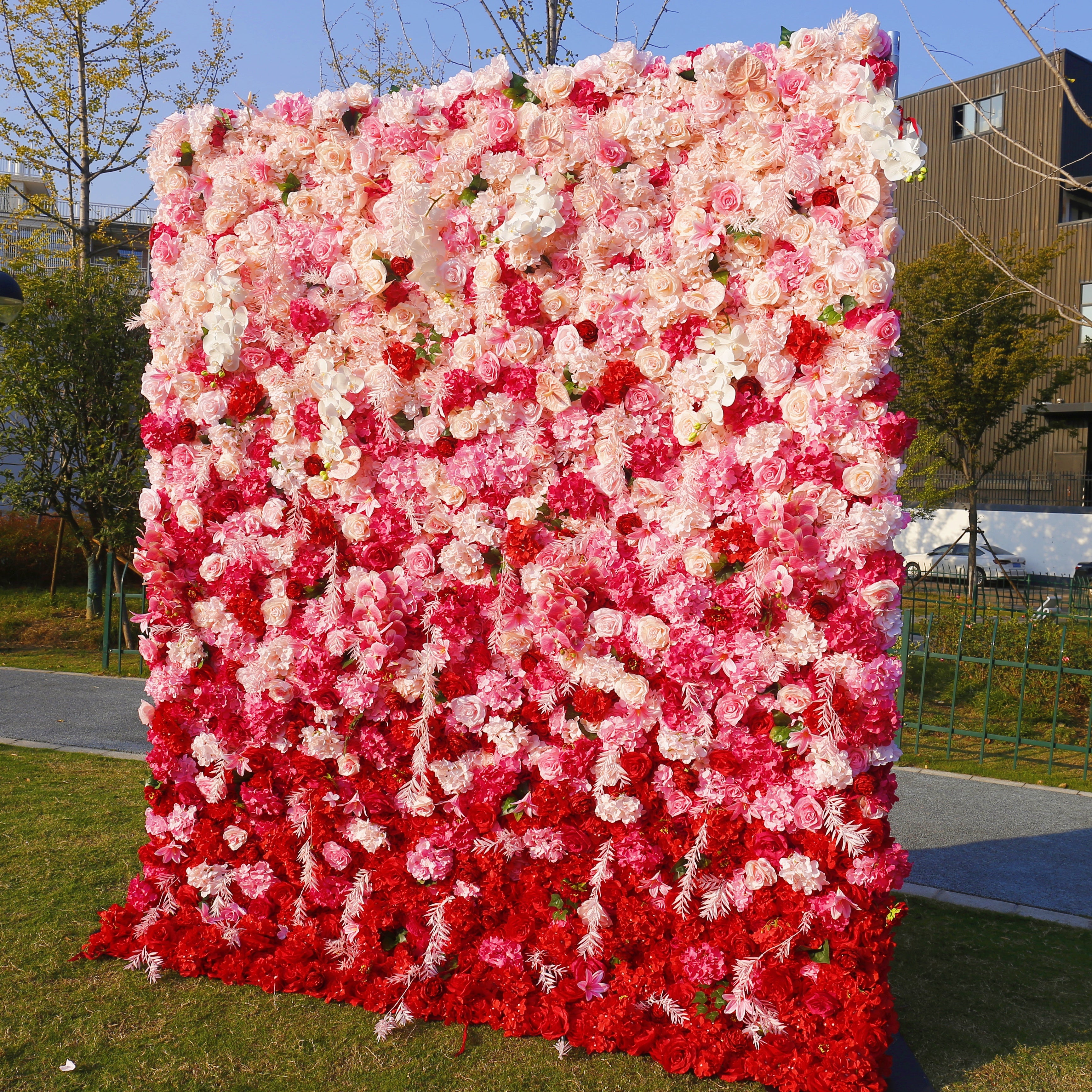 Pink Red Mixed Flower Wall Backdrop for Birthday Party Decor ACFW-154