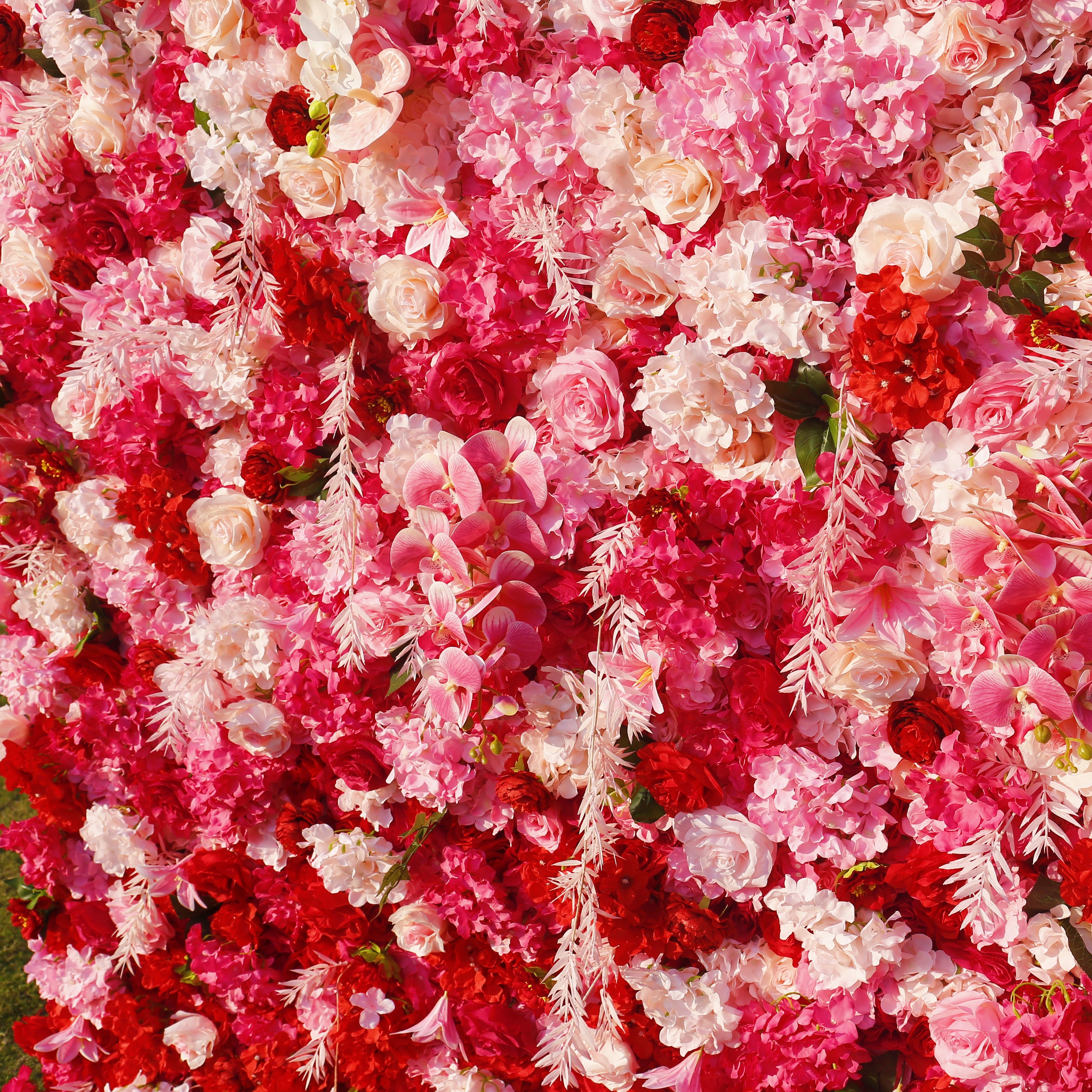 Pink Red Mixed Flower Wall Backdrop for Birthday Party Decor ACFW-154