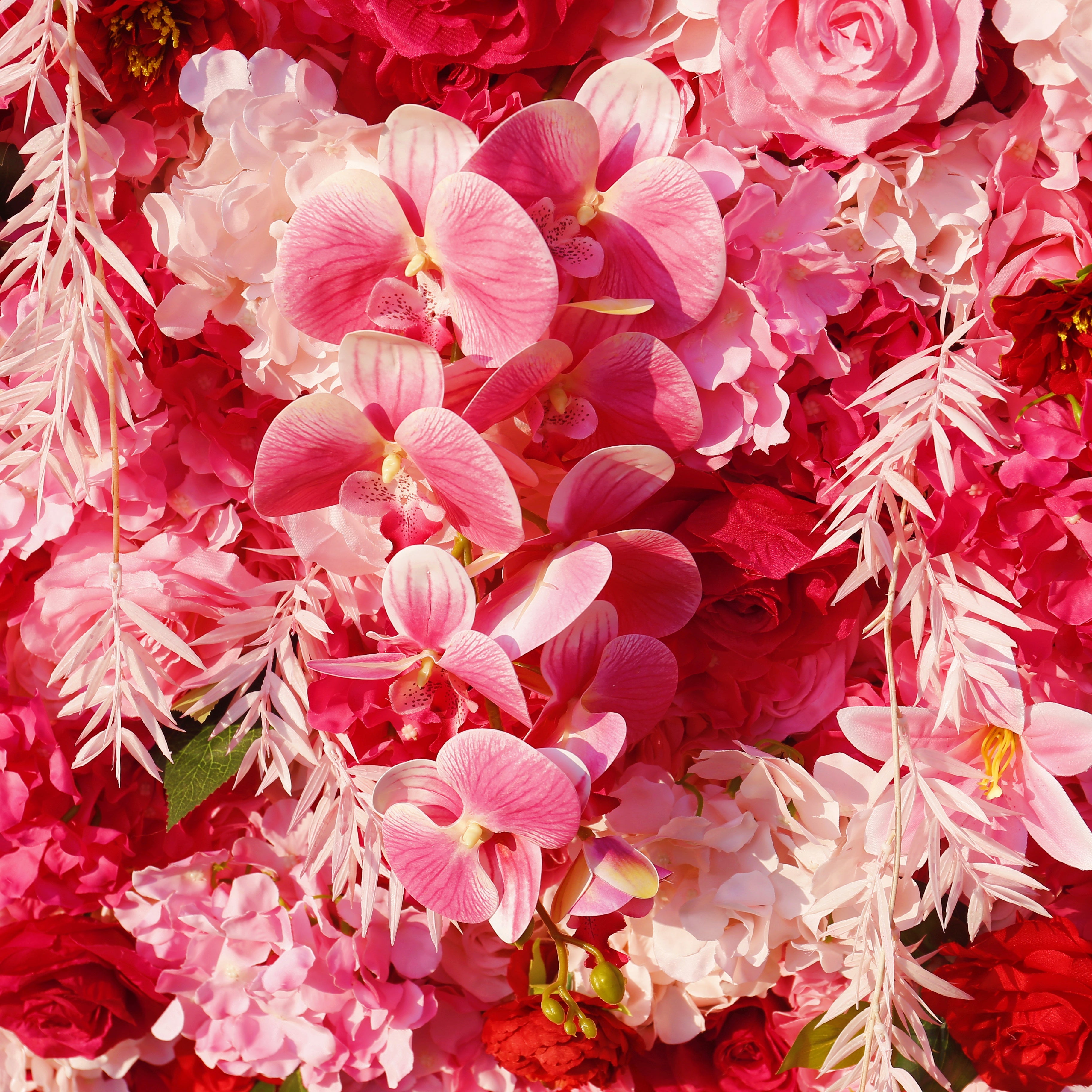 Pink Red Mixed Flower Wall Backdrop for Birthday Party Decor ACFW-154