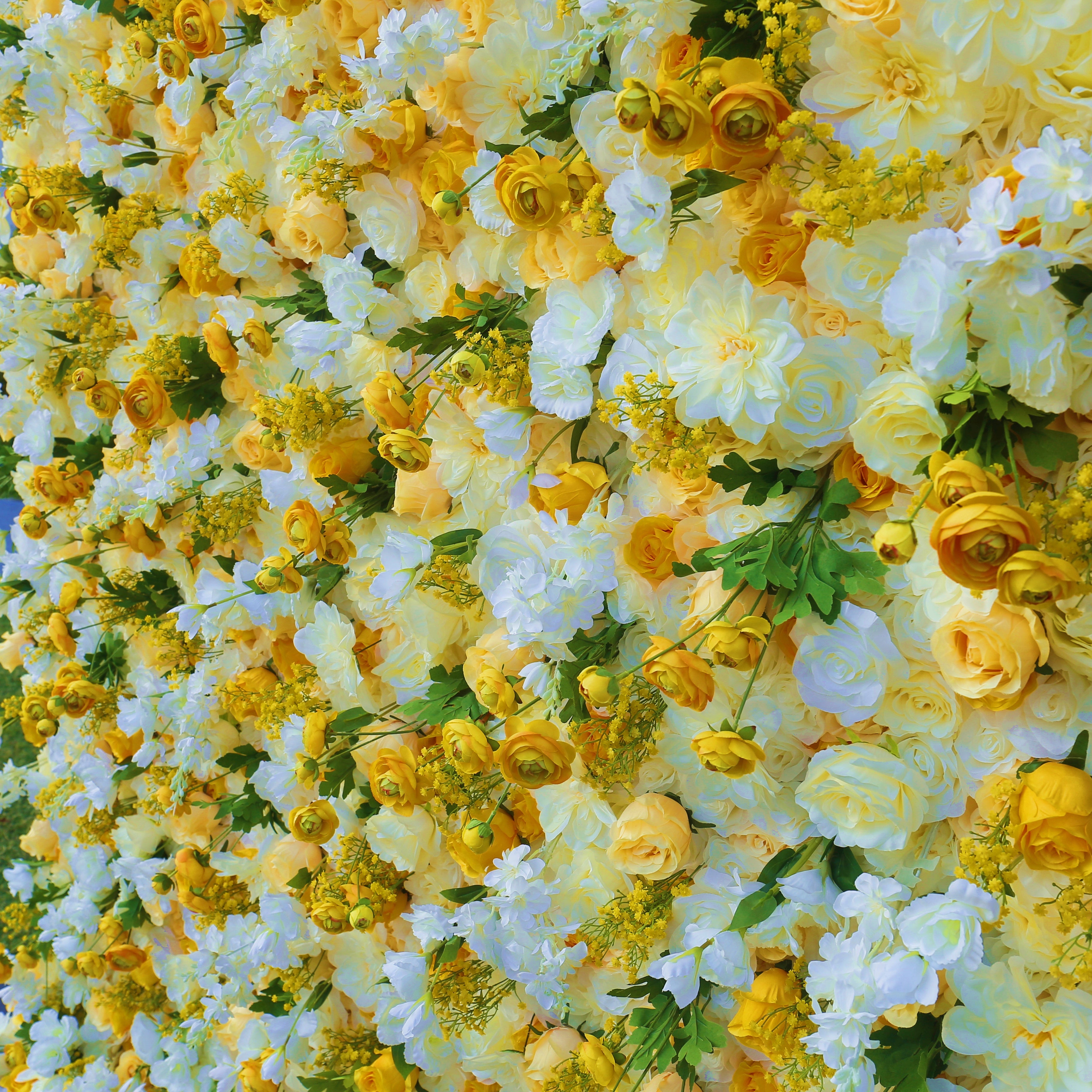 5D Lemon Yellow Wedding Flower Wall For Ceremony Backdrop Decor ACFW-003