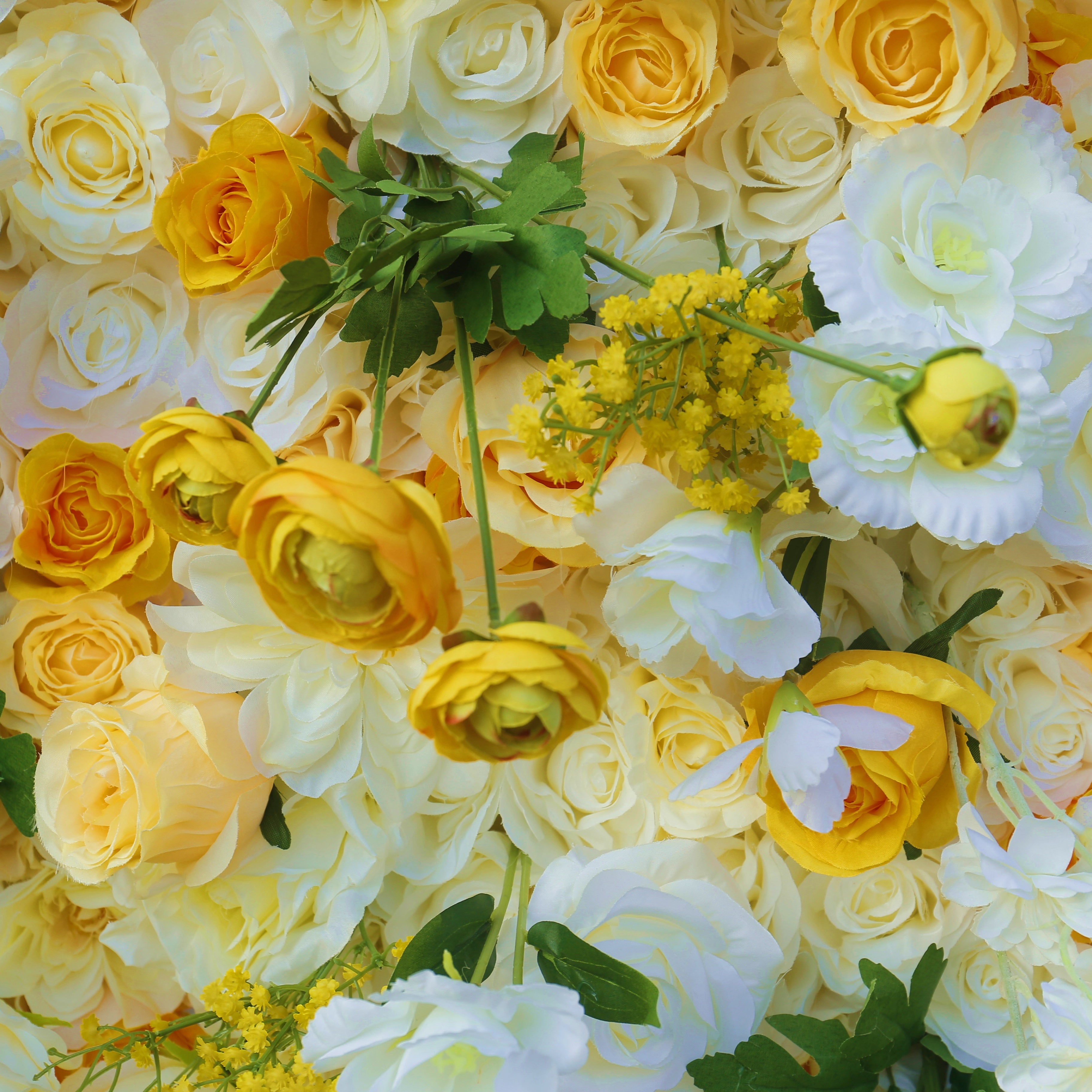 5D Lemon Yellow Wedding Flower Wall For Ceremony Backdrop Decor ACFW-003