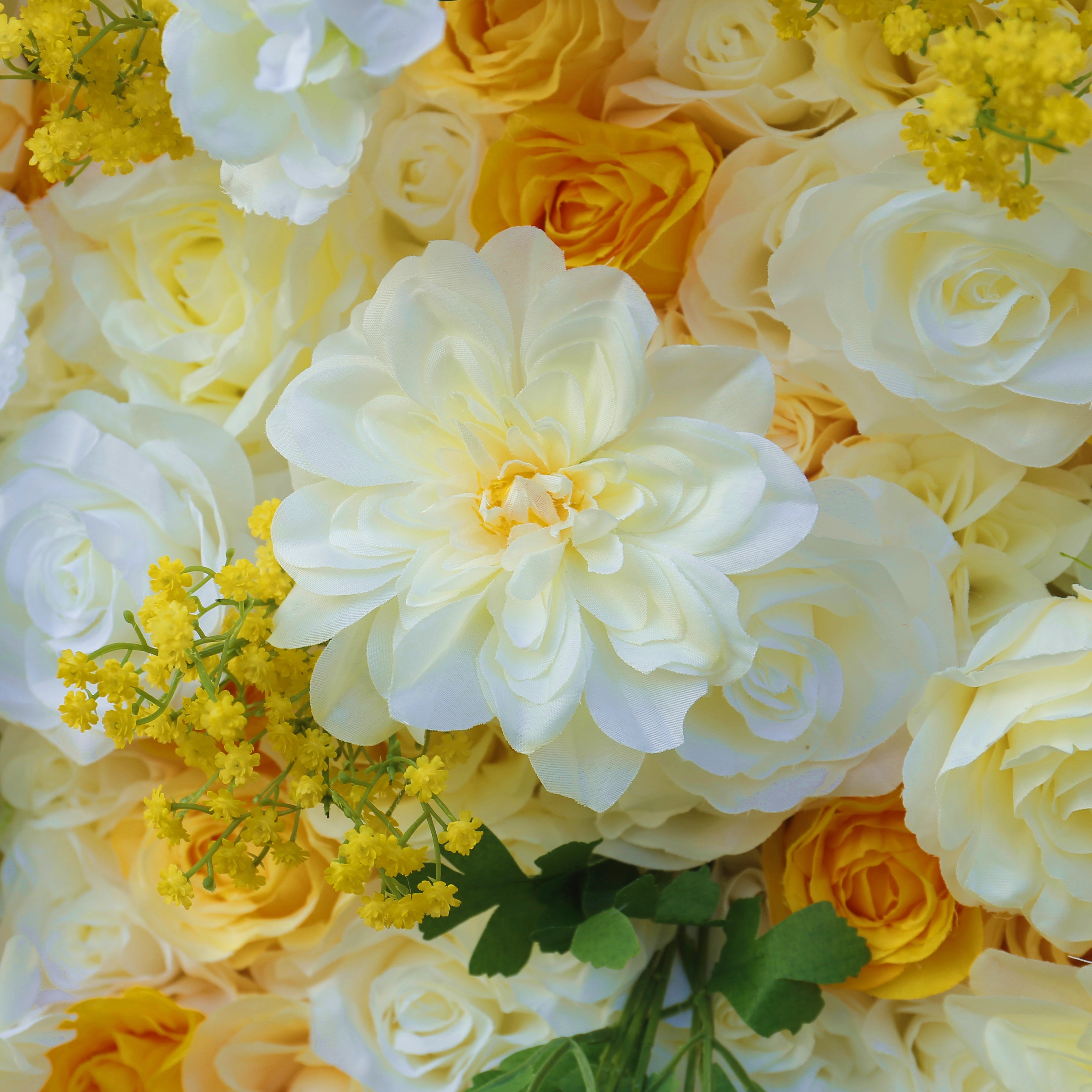 5D Lemon Yellow Wedding Flower Wall For Ceremony Backdrop Decor ACFW-003