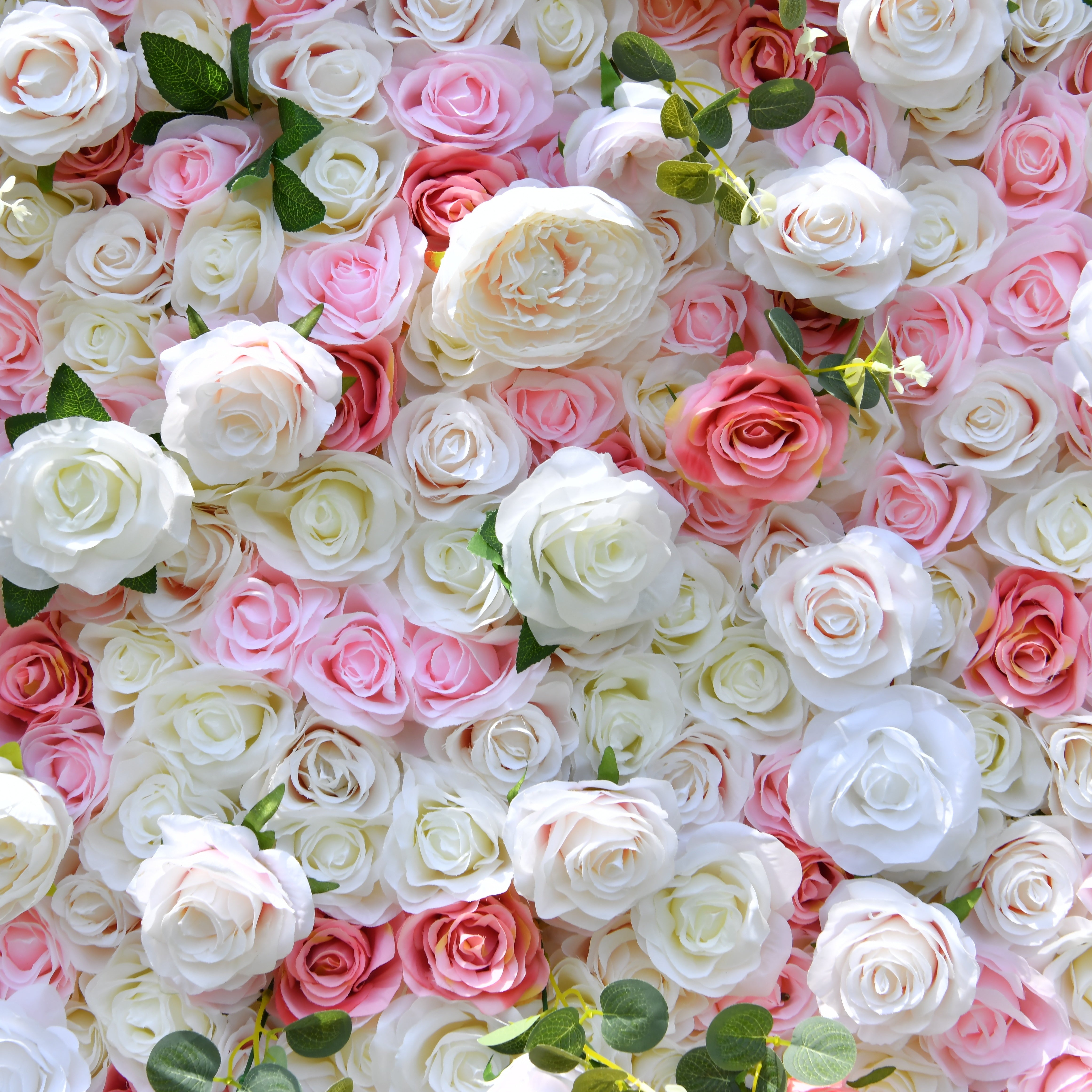5D Pink White Artificial Rose Roll Up Flower Wall Events ACFW-005