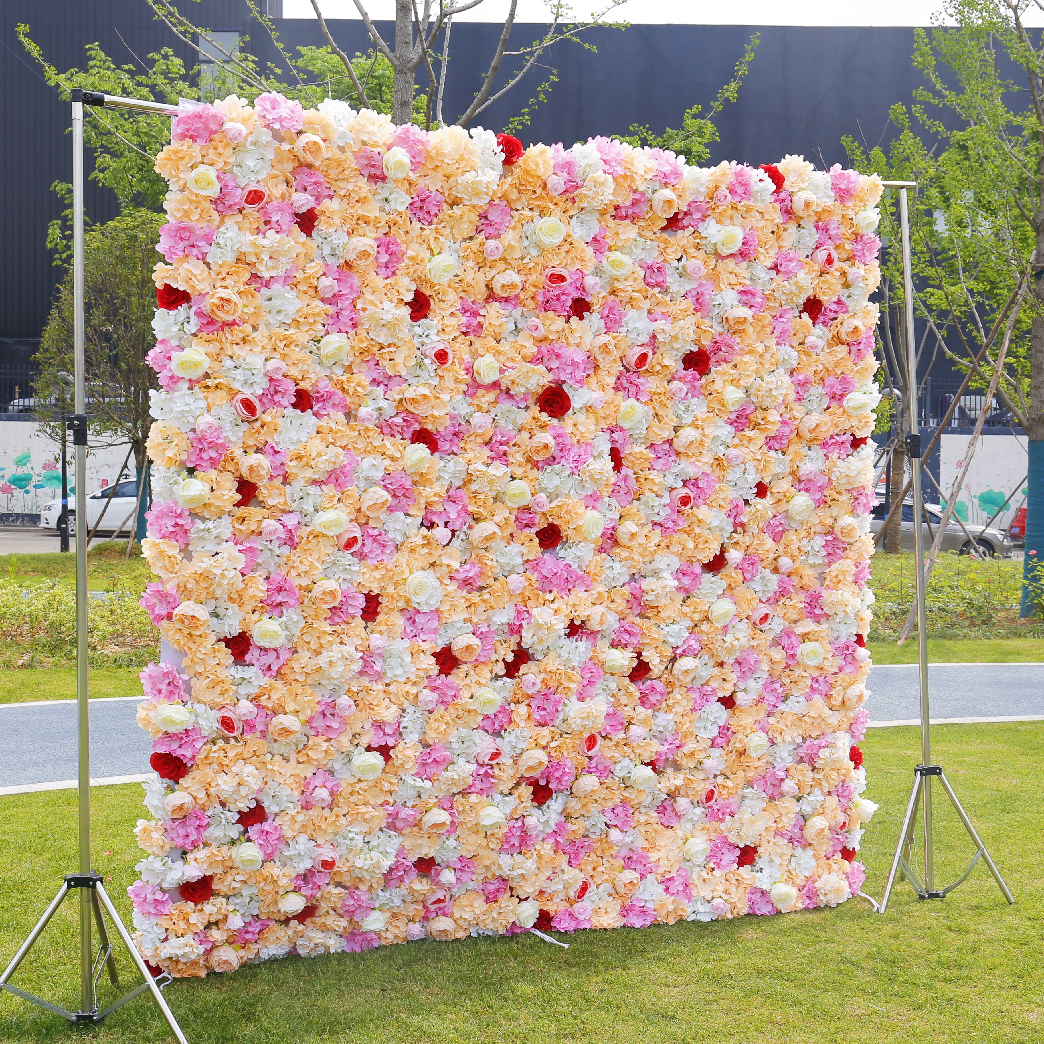 Peach Pink Floral Wall Backdrop for Wedding Birthday Party Decor ACFW-018