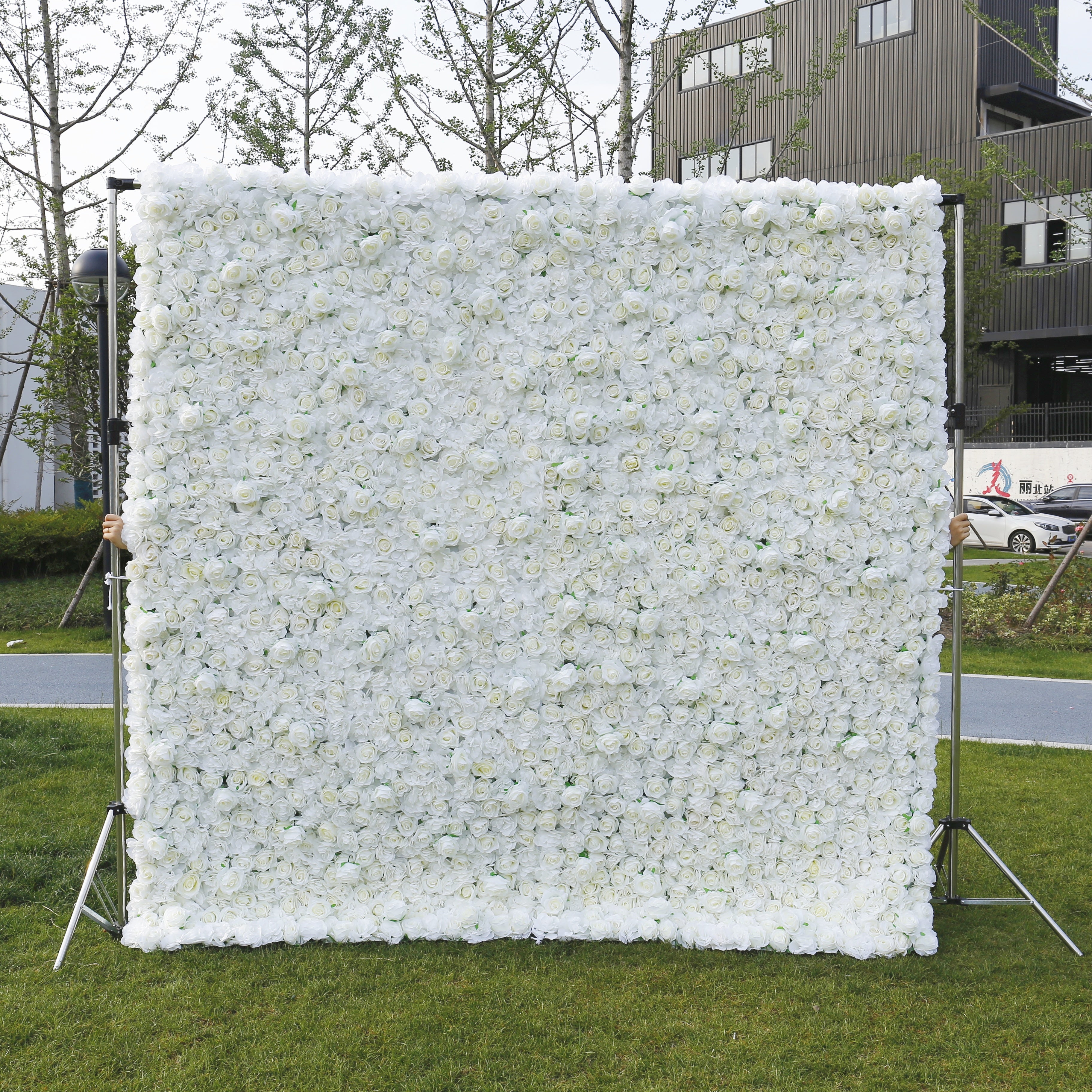 Full White Artificial Flower Wall Backdrop for Wedding Birthday Decor ACFW-061