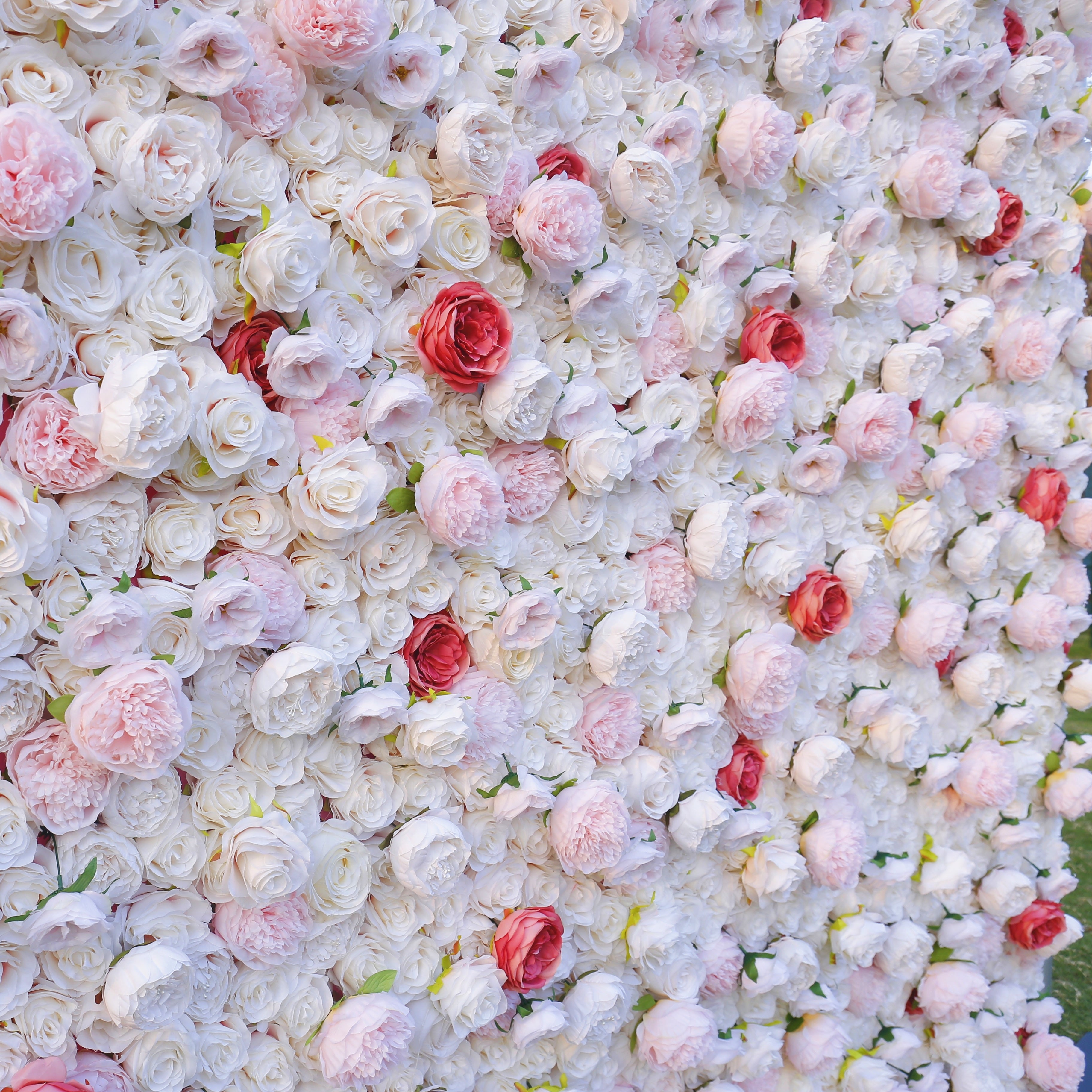 Pink White Mixed Silk Rose Cloth Roll Up Wedding Flower Wall ACFW-058