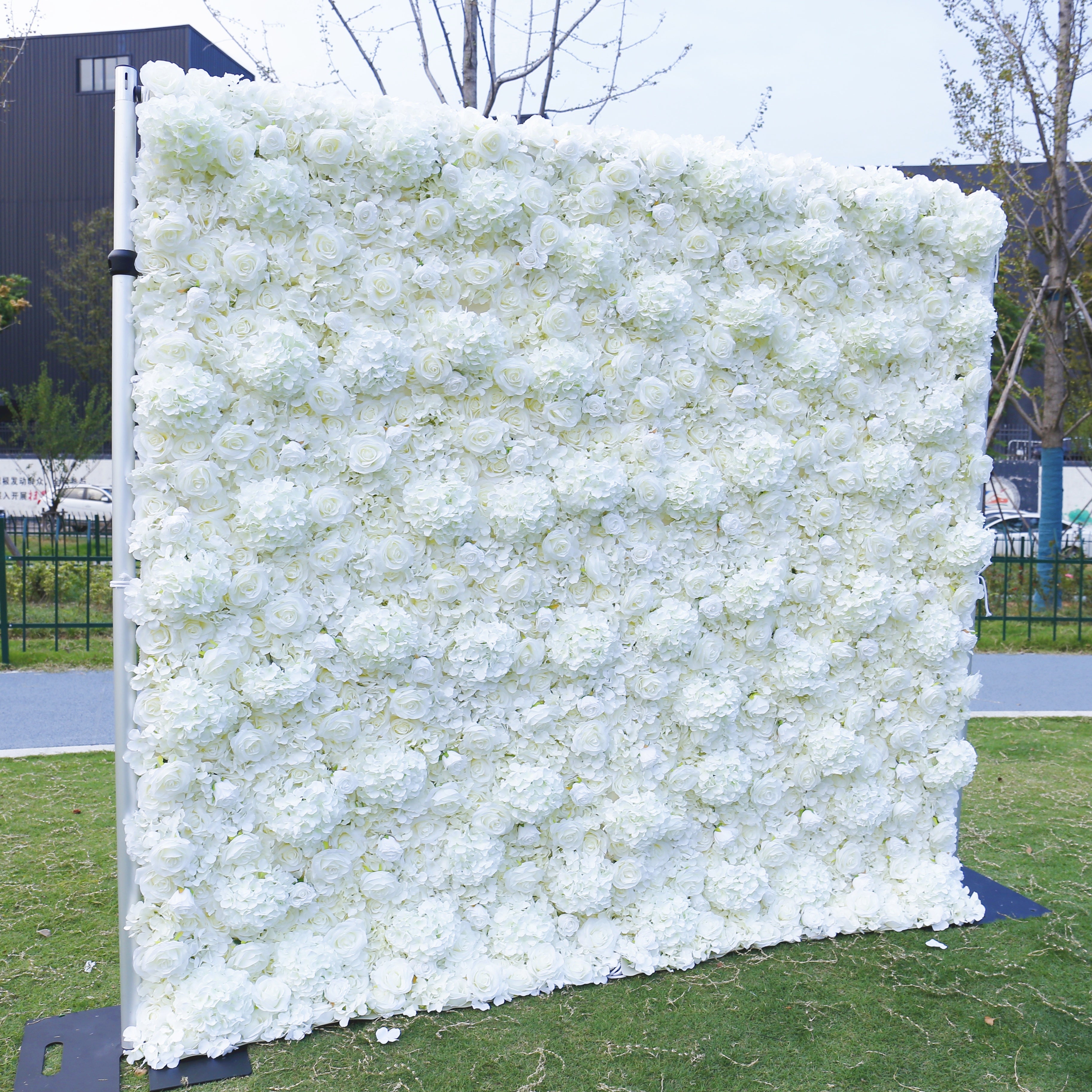 Full White Artificial Flower Wall Backdrop for Wedding Birthday Decor ACFW-061