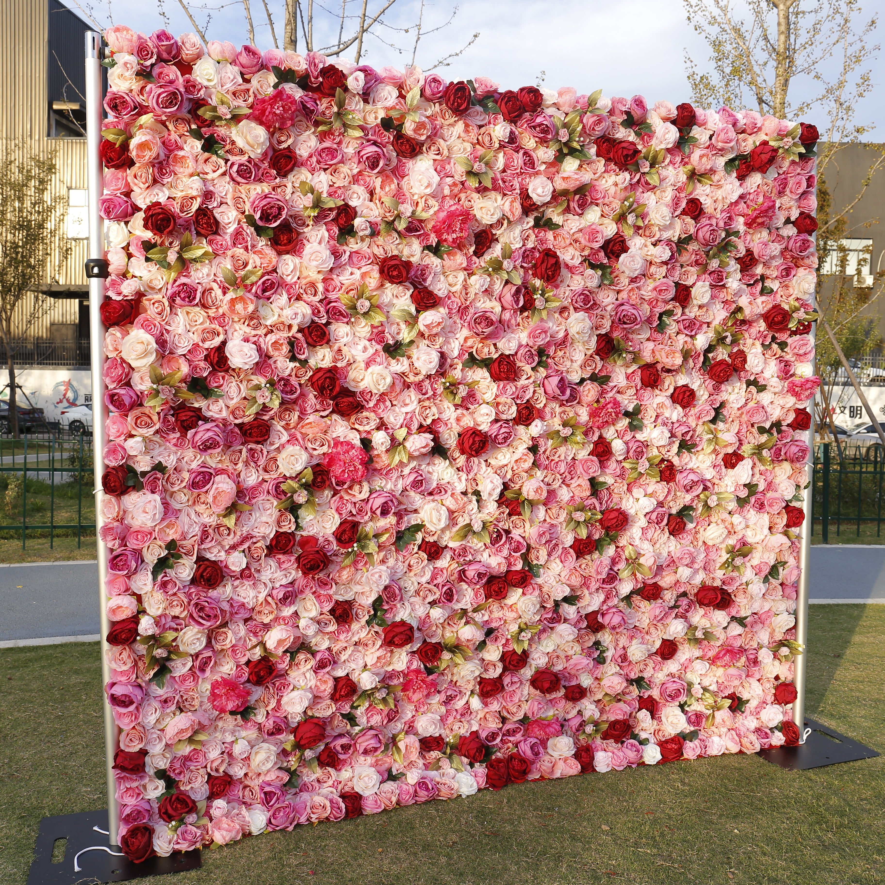 5D Blush Pink Mixed Rose Flower Wall Floral Panel for Event Decor ACFW-068