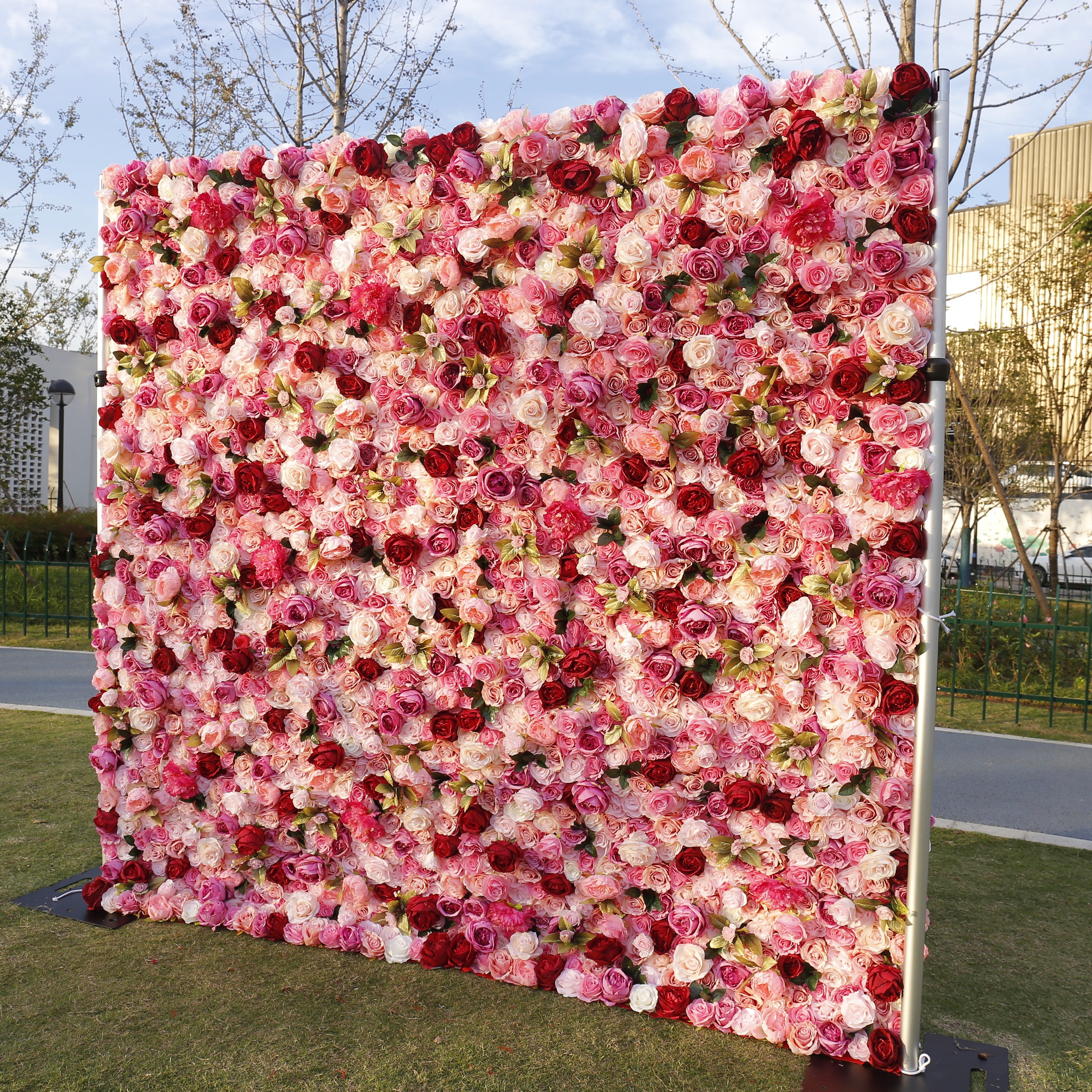 5D Blush Pink Mixed Rose Flower Wall Floral Panel for Event Decor ACFW-068