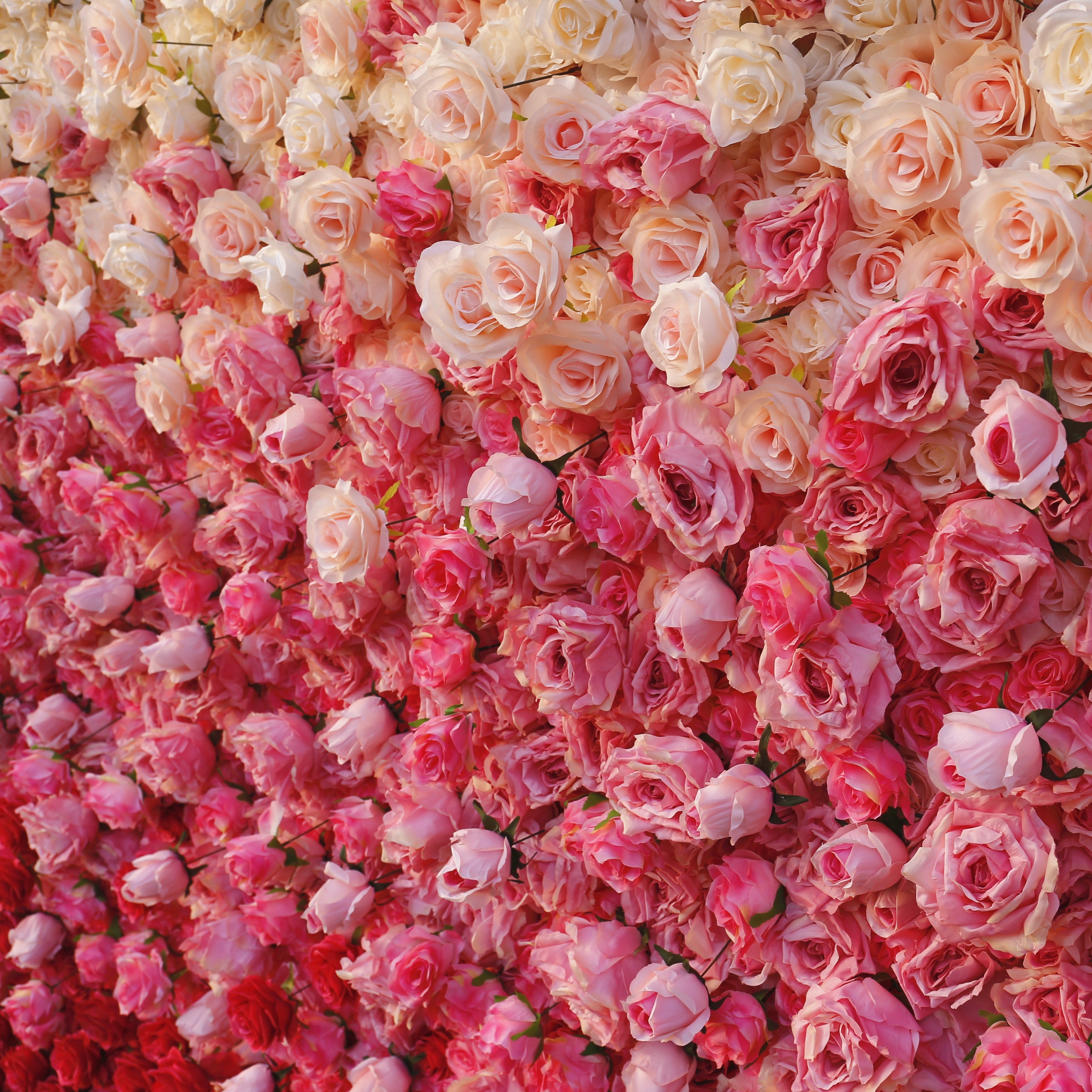 Ombre Pink Red Artificial Flower Wall Backdrop For Wedding Decor ACFW-094