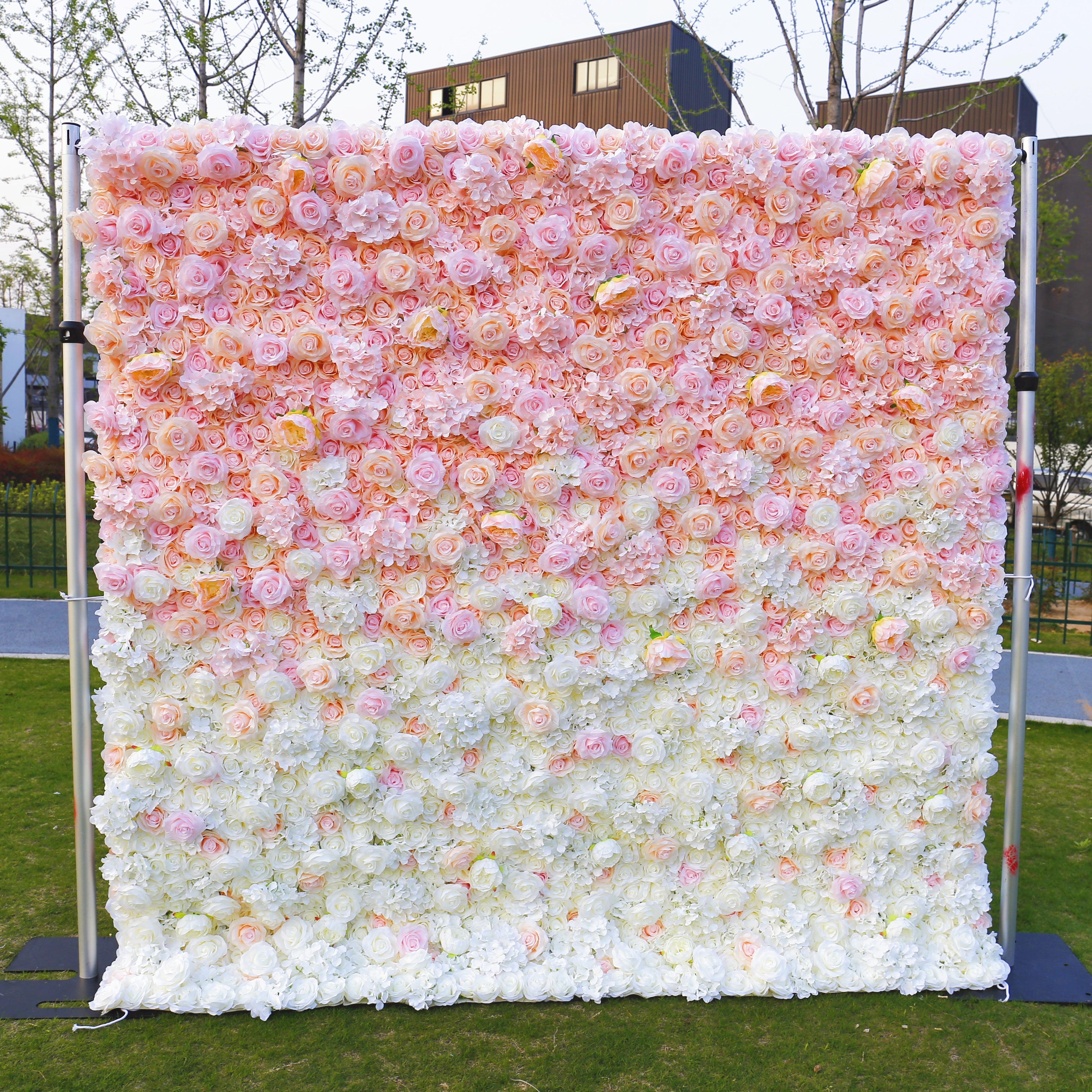 Ombre Blush Rose Floral Wall Backdrop For Bridal Shower Party Decor ACFW-1010