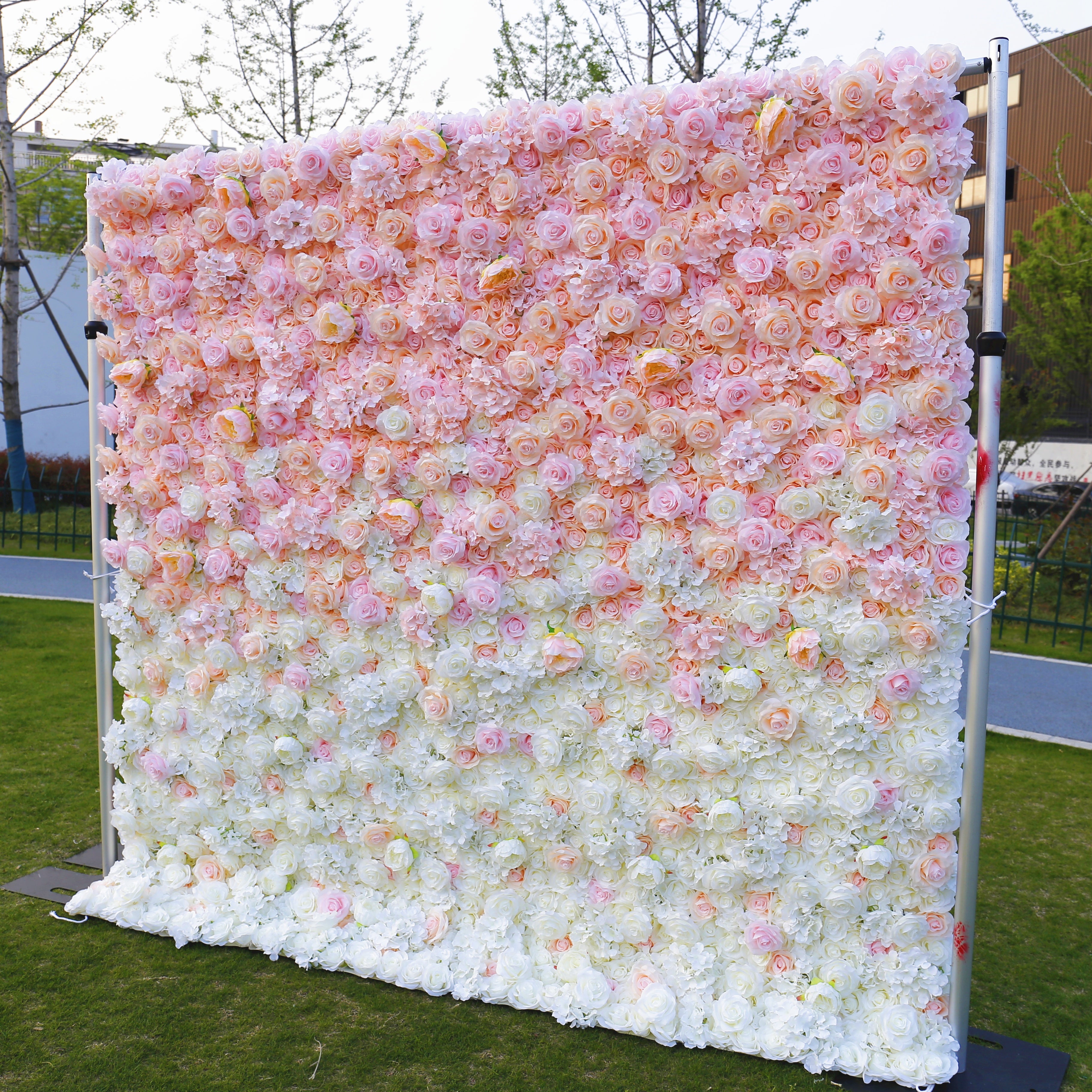 Ombre Blush Rose Floral Wall Backdrop For Bridal Shower Party Decor ACFW-1010