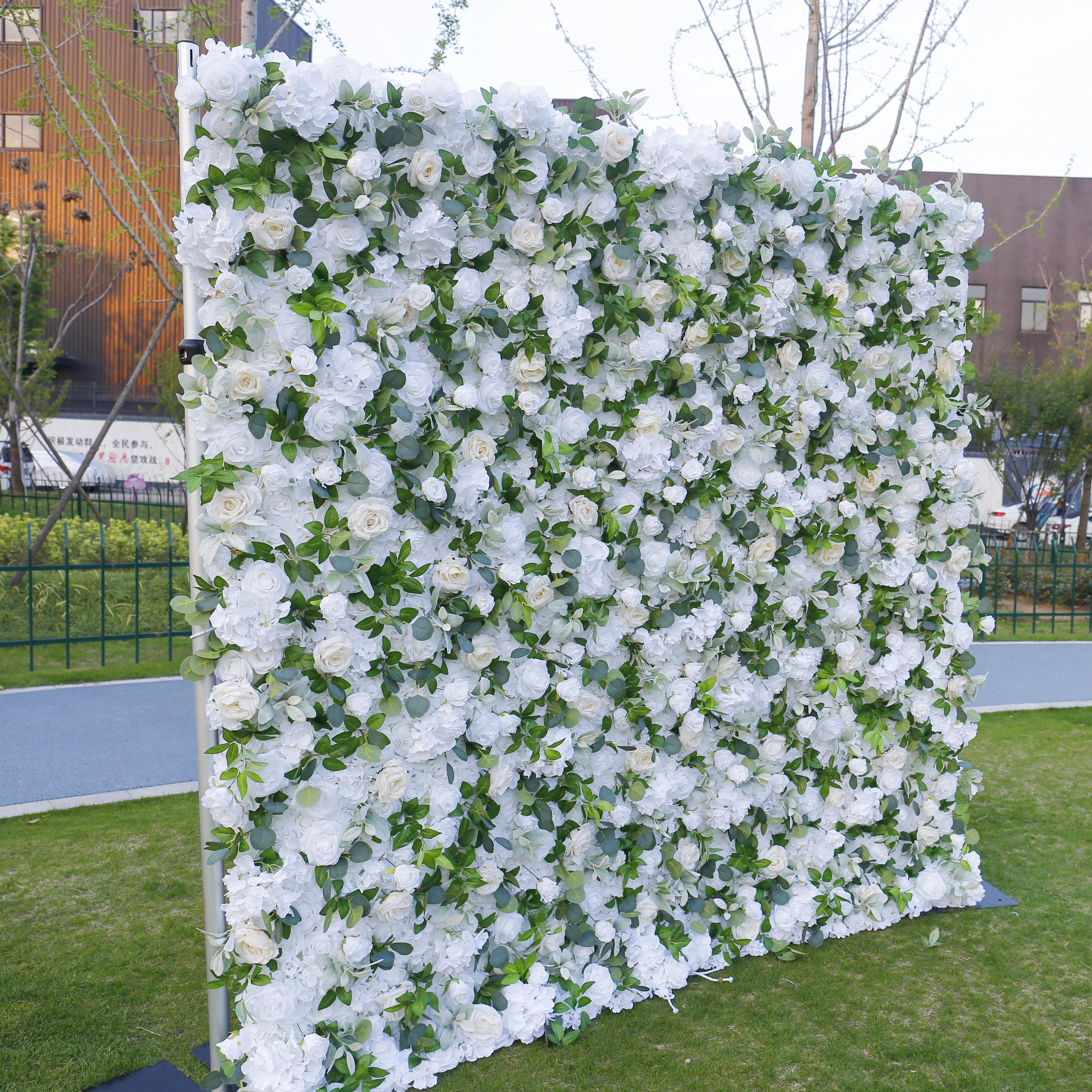 White Greenery Rose Flower Wall For Bridal Shower Event Decor ACFW-103