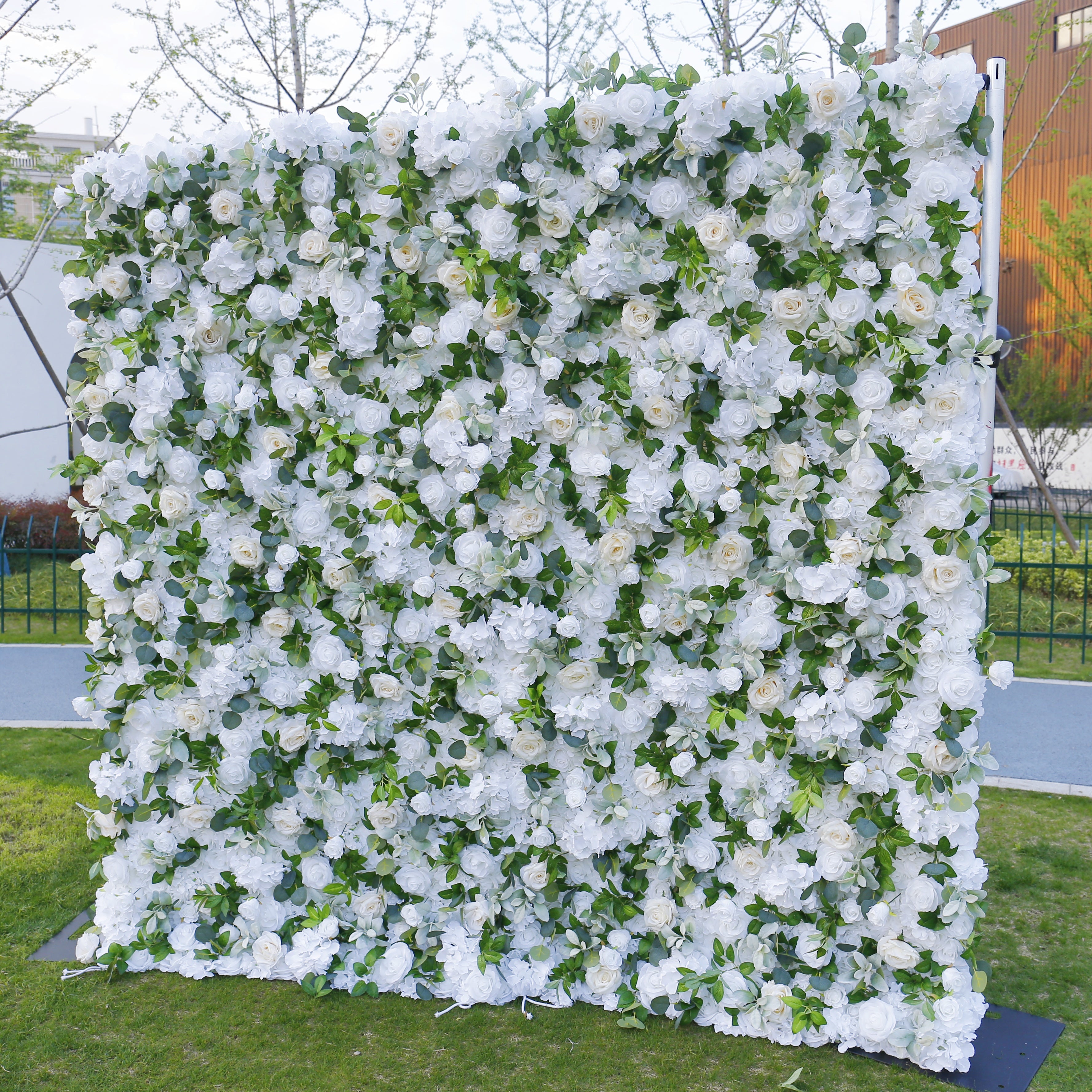 White Greenery Rose Flower Wall For Bridal Shower Event Decor ACFW-103