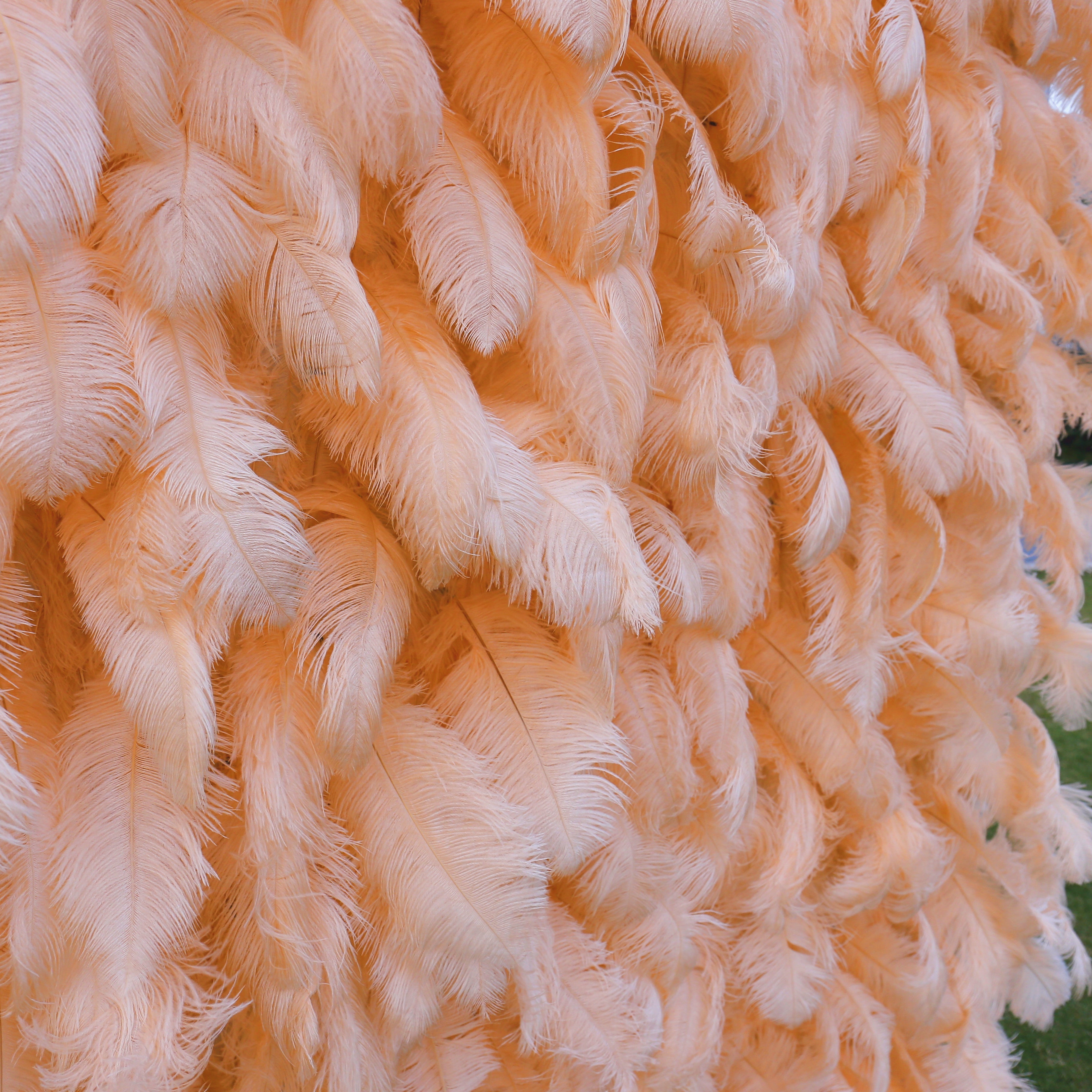 Pink Orange Artificial Feather Backdrop Flower Wall for Party Decor ACFW-116