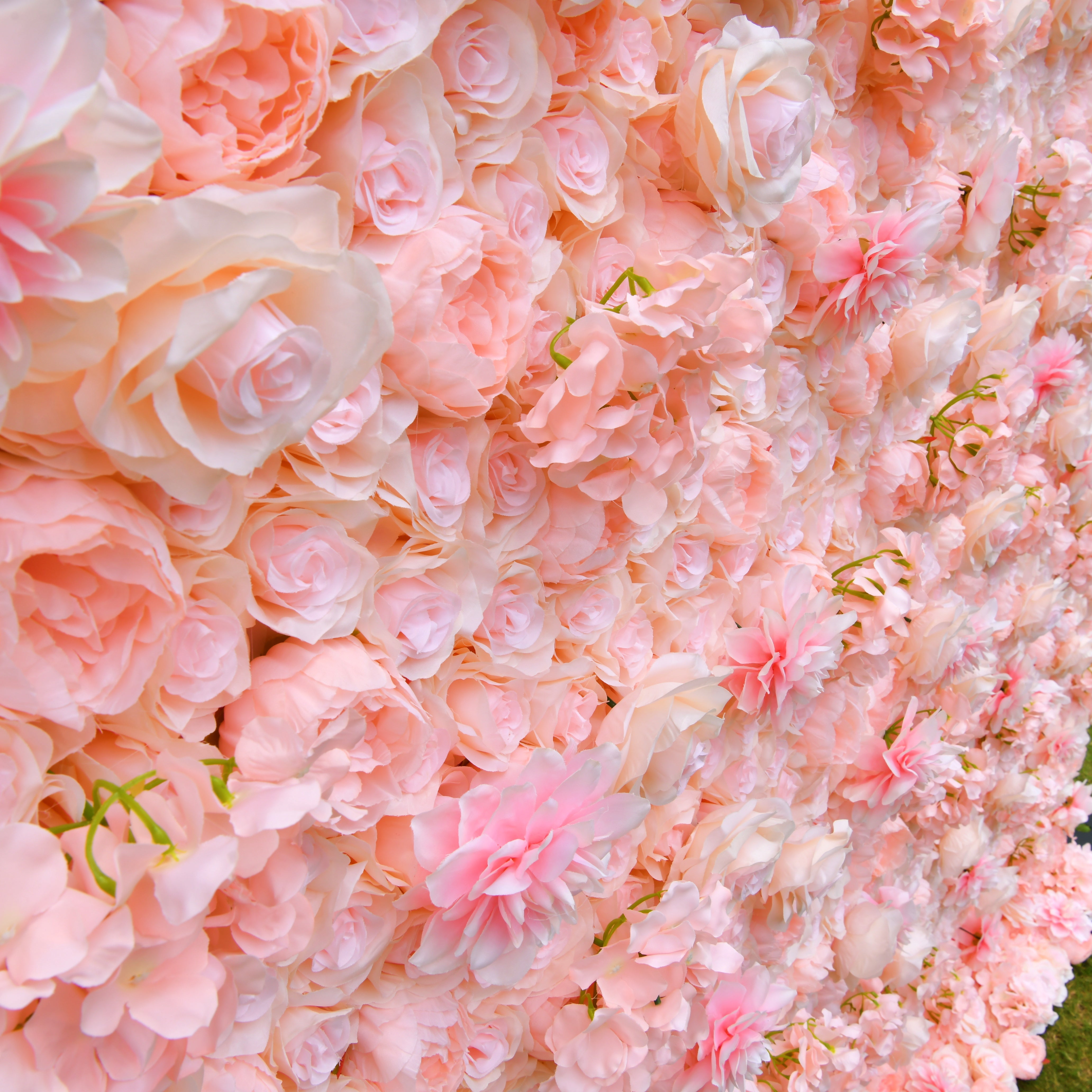 Silk Pink Rose Hydrangea Artificial Flower Wall Backdrop Decor ACFW-121