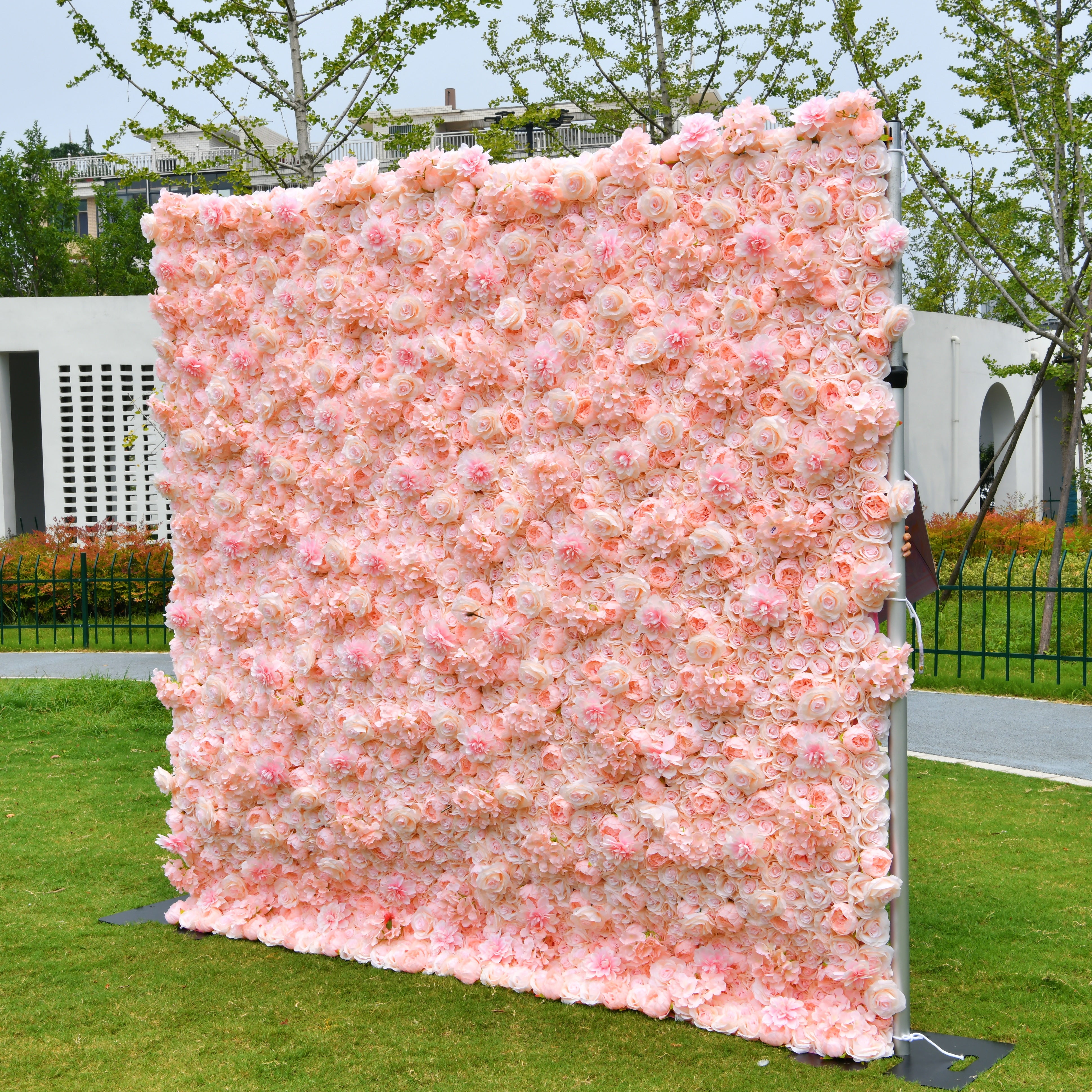 Silk Pink Rose Hydrangea Artificial Flower Wall Backdrop Decor ACFW-121