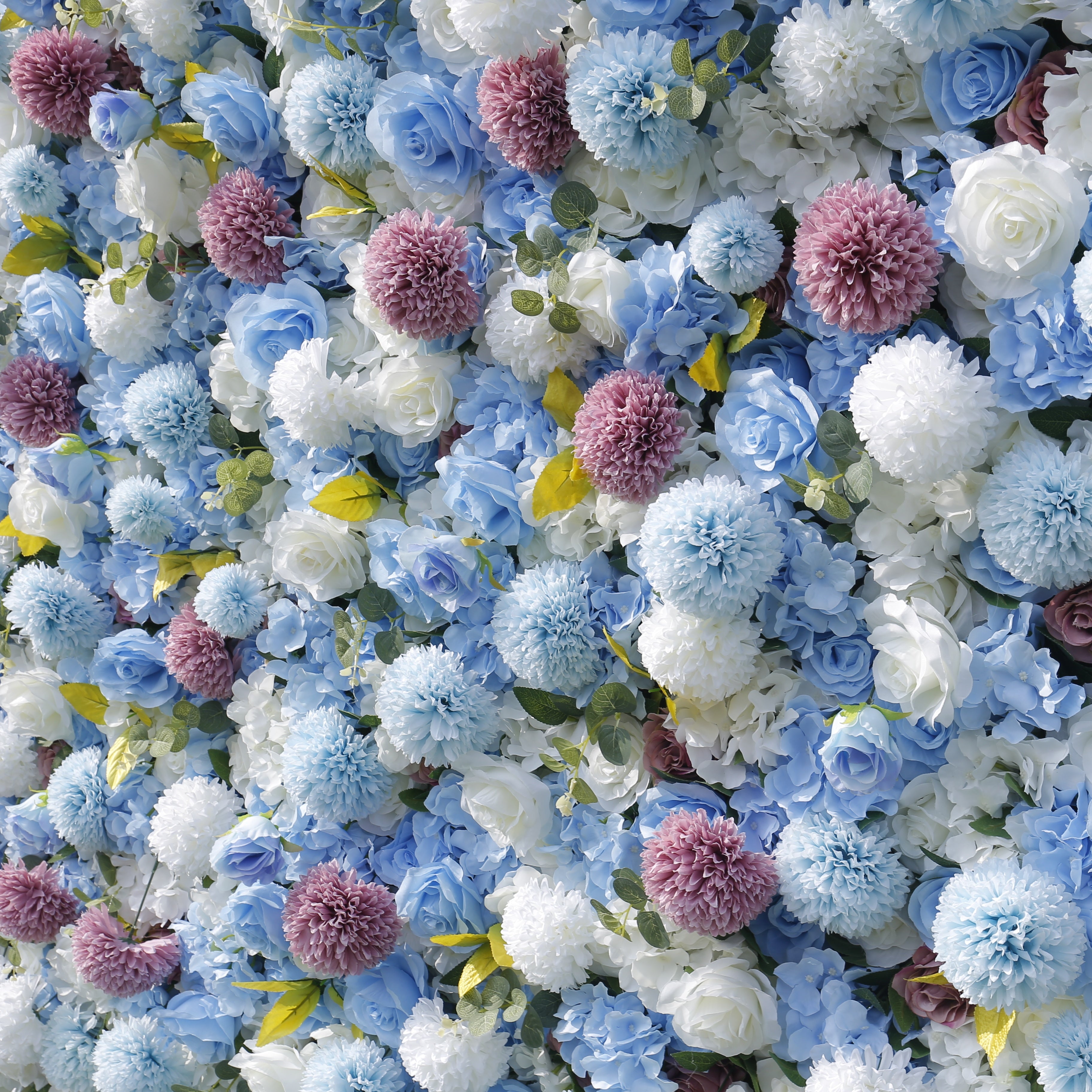 5D Blue Rose With Lovely Pompon Roll Up Curtain Flower Wall ACFW-124