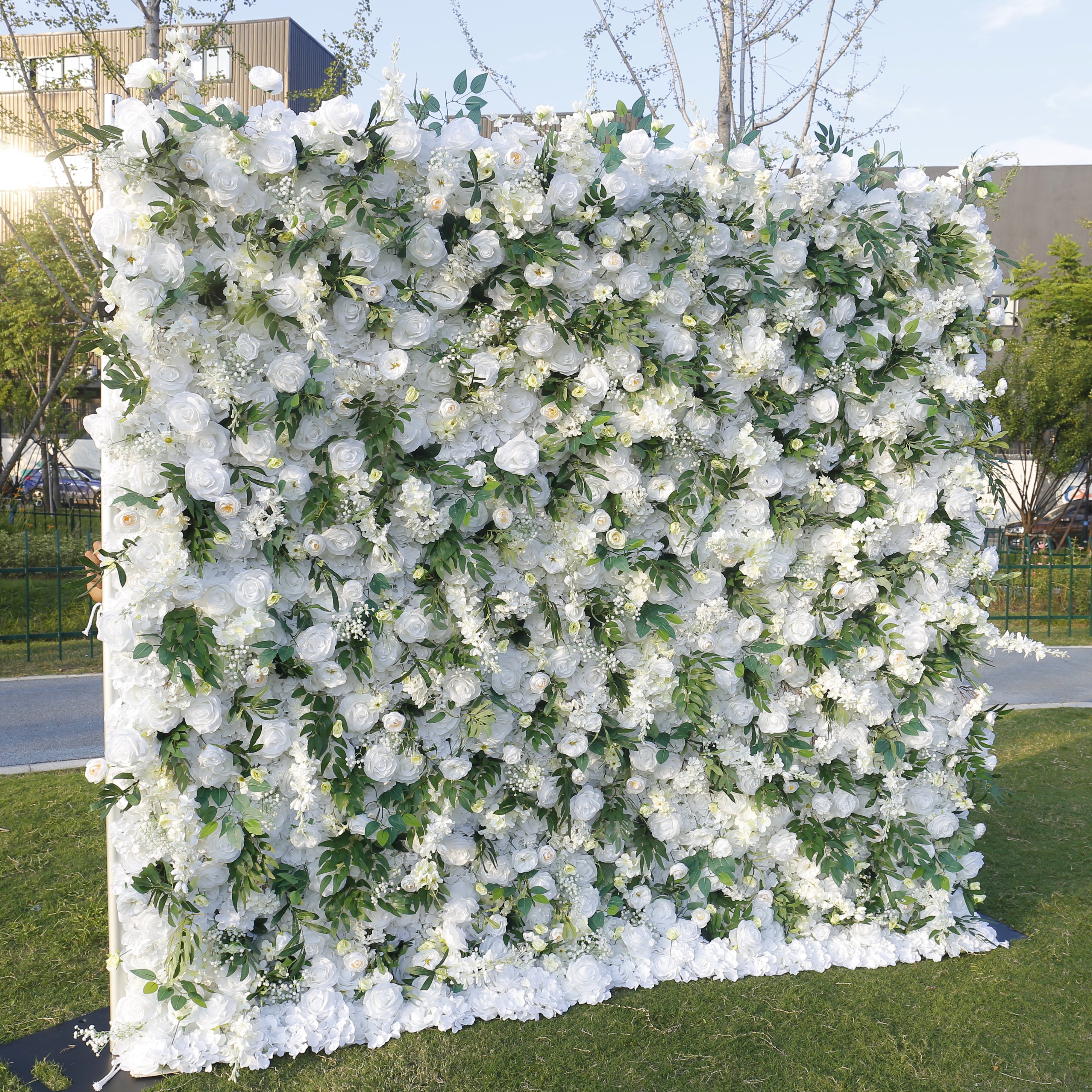 White Tropical Leaf Flower Wall For Wedding Ceremony Decor ACFW-126