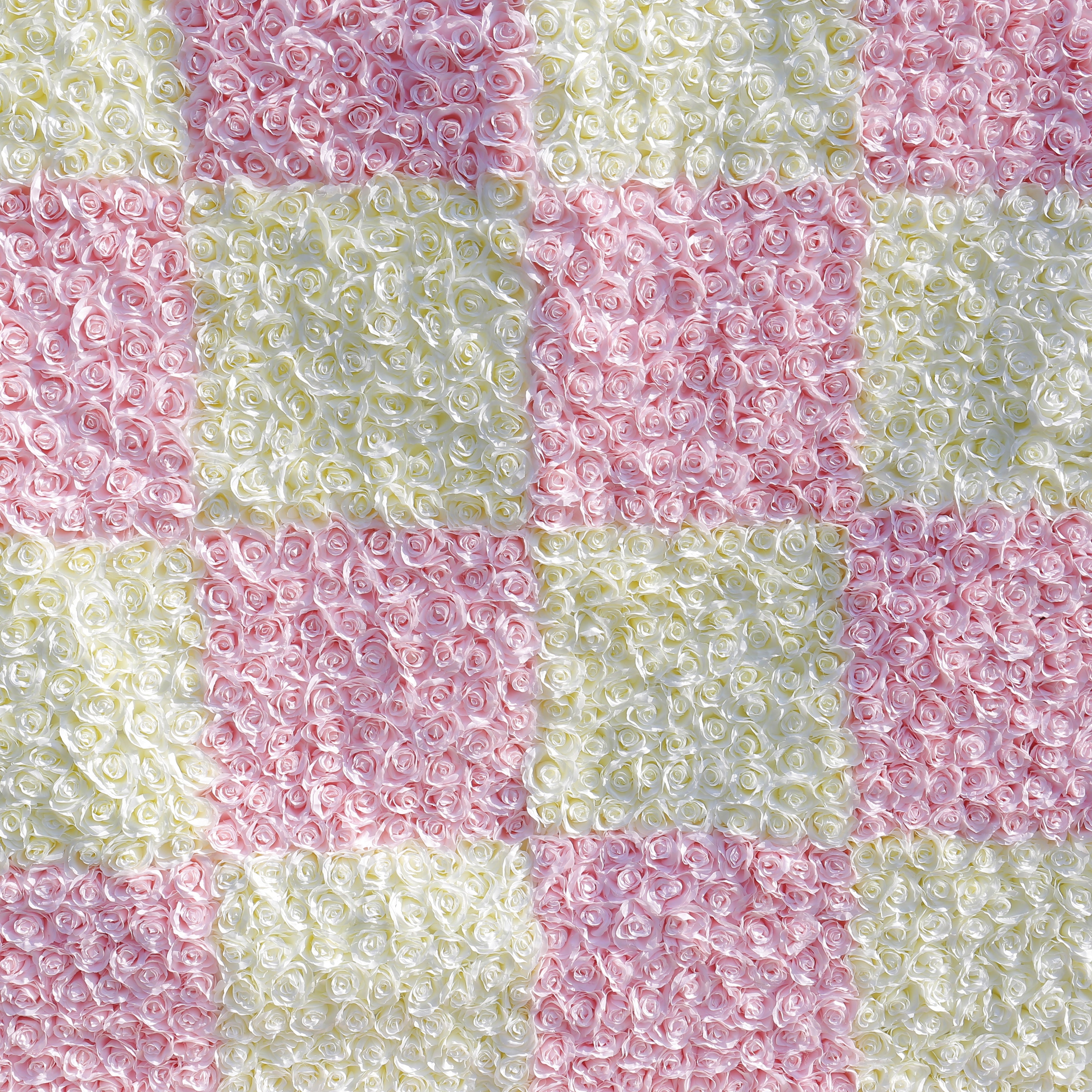 Pink White Square Rose Flower Wall Panel For Baby Shower Party Decor ACFW-128