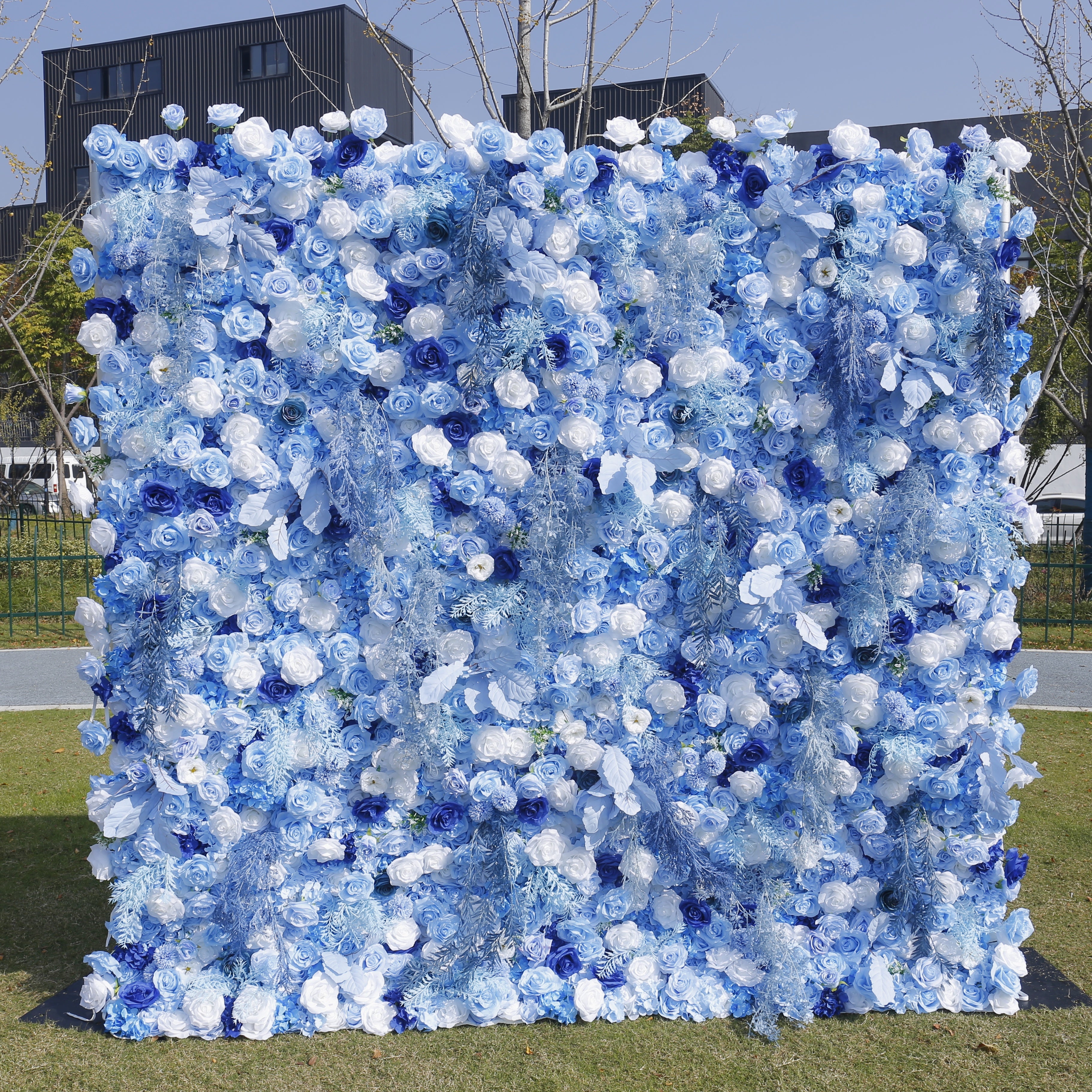 8ft Royal Blue White Rose Flower Wall Backdrop For Event Party Decor ACFW-135