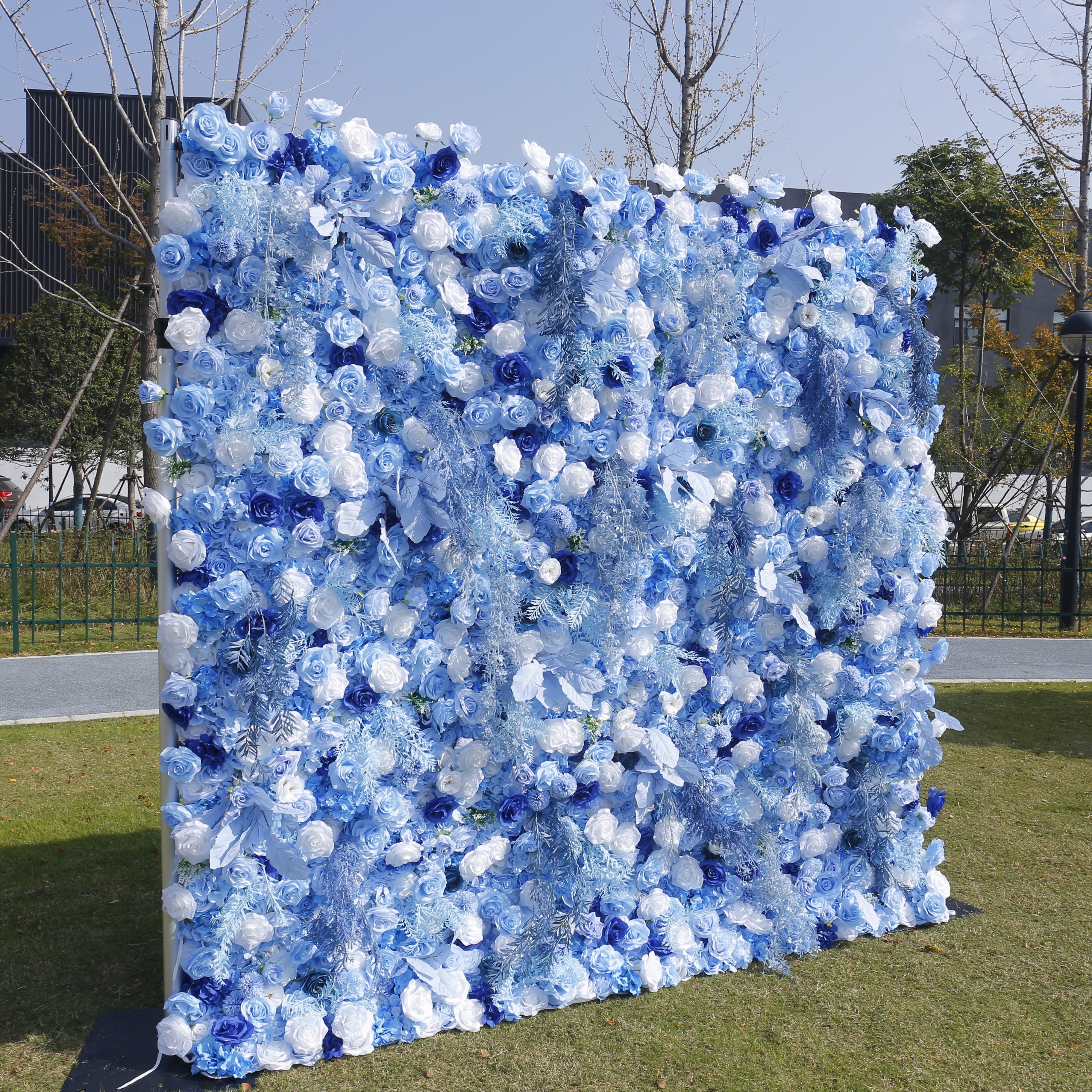 8ft Royal Blue White Rose Flower Wall Backdrop For Event Party Decor ACFW-135