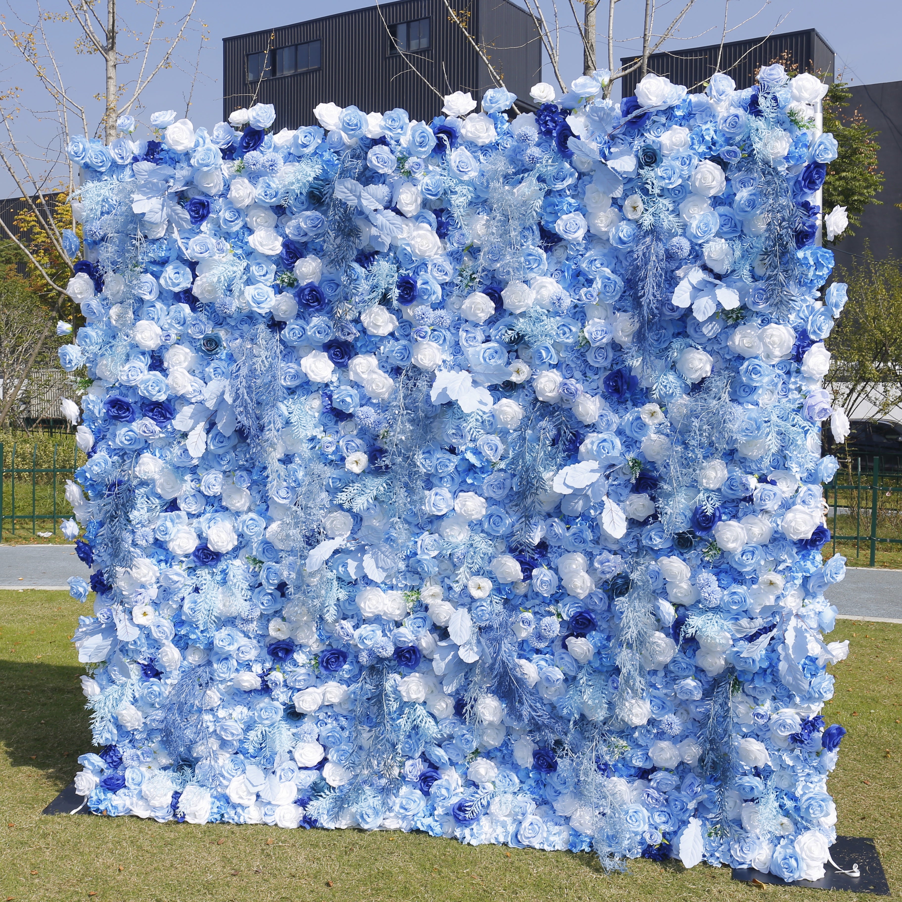 8ft Royal Blue White Rose Flower Wall Backdrop For Event Party Decor ACFW-135