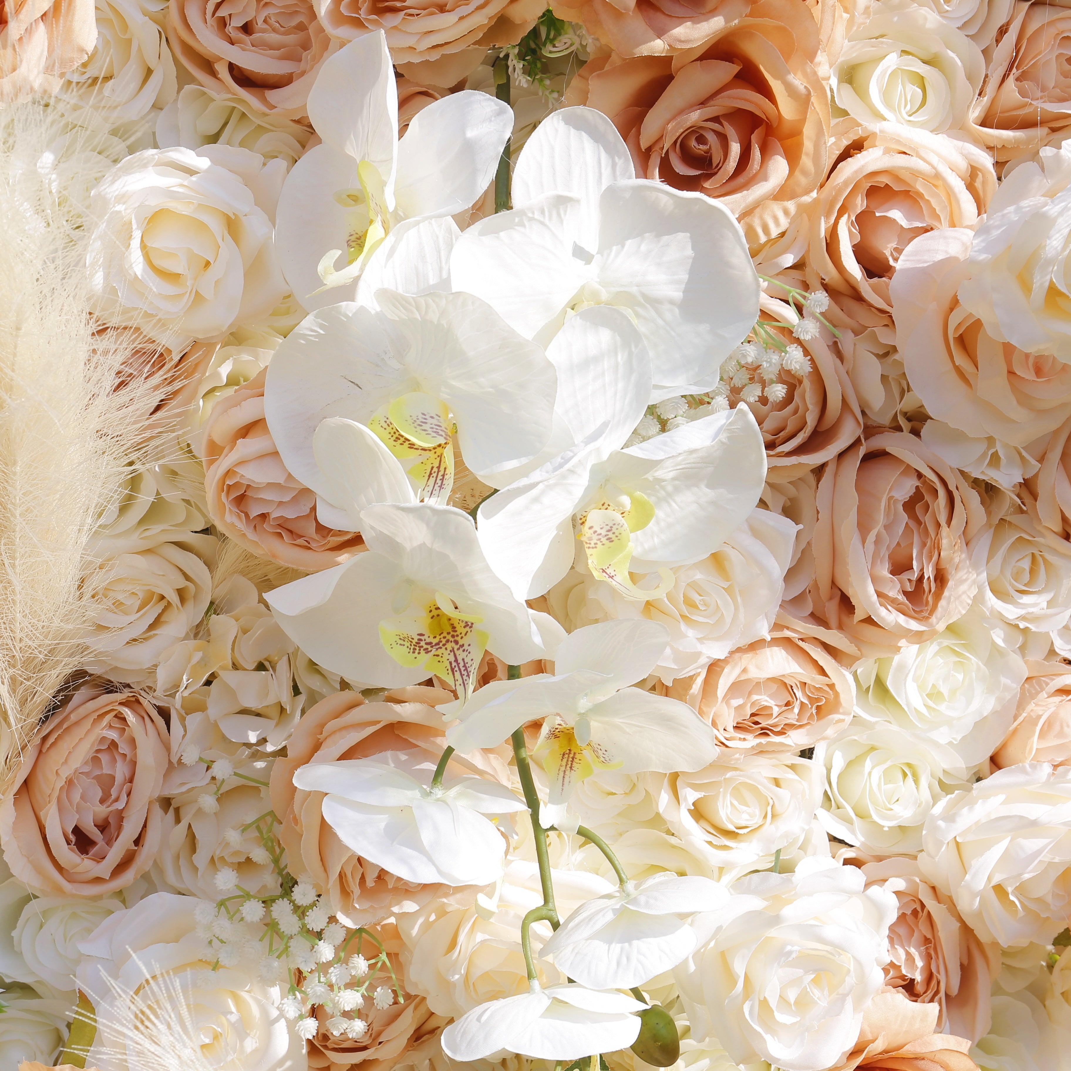 Luxury Champagne Ivory Flower Wall Backdrop For Wedding Decor ACFW-136