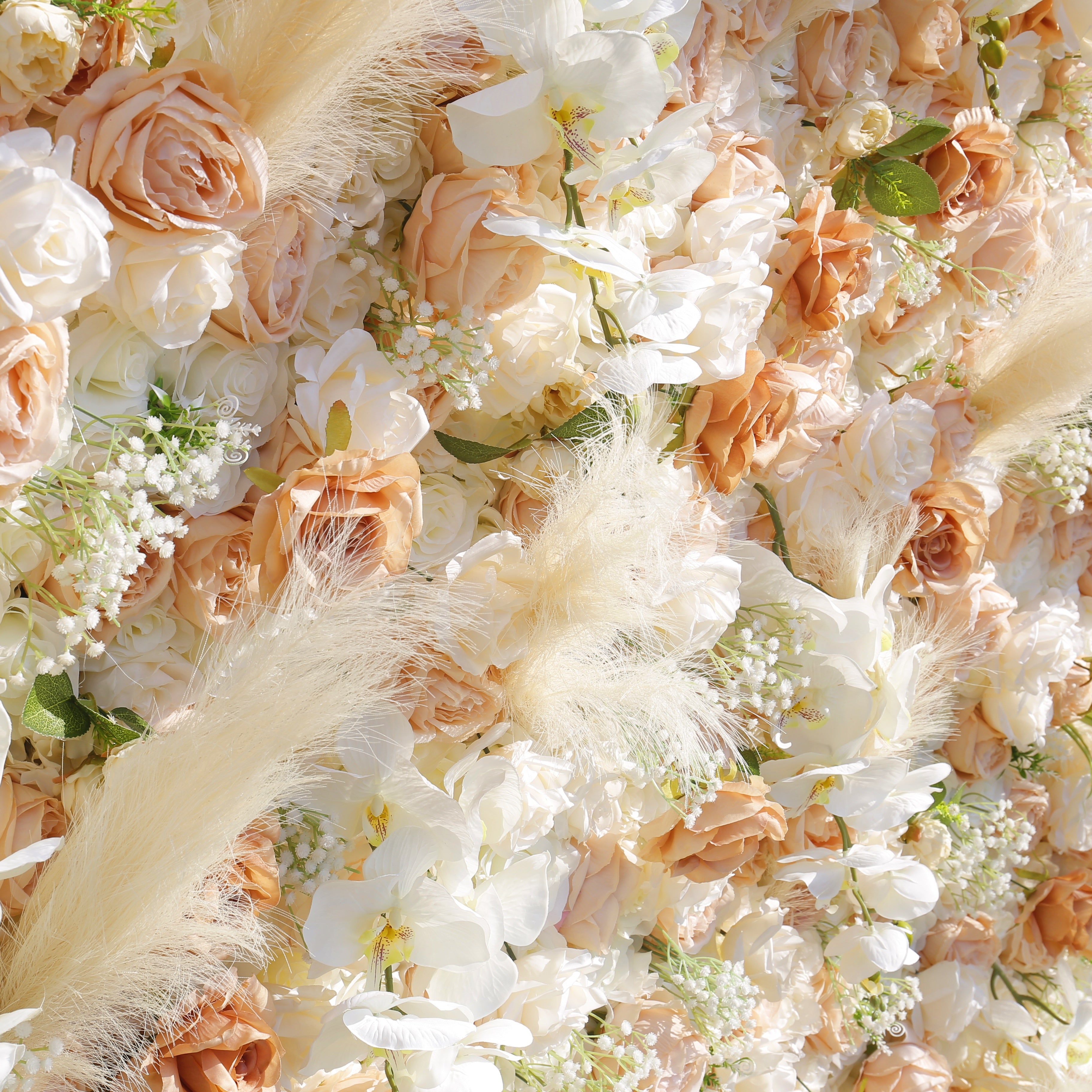 Luxury Champagne Ivory Flower Wall Backdrop For Wedding Decor ACFW-136