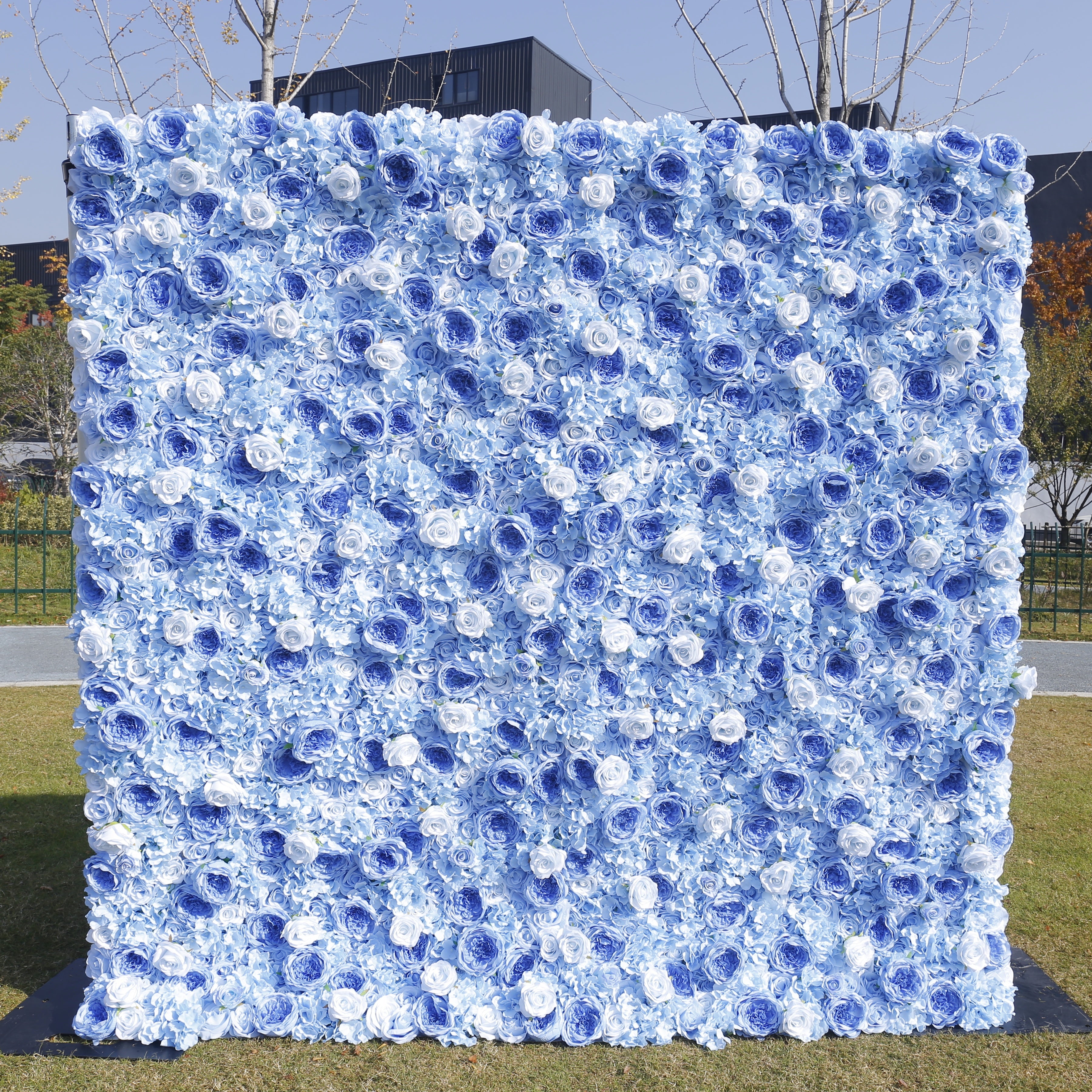 5D Light Blue Roses Rolling Up Artificial Flower Wall ACFW-137