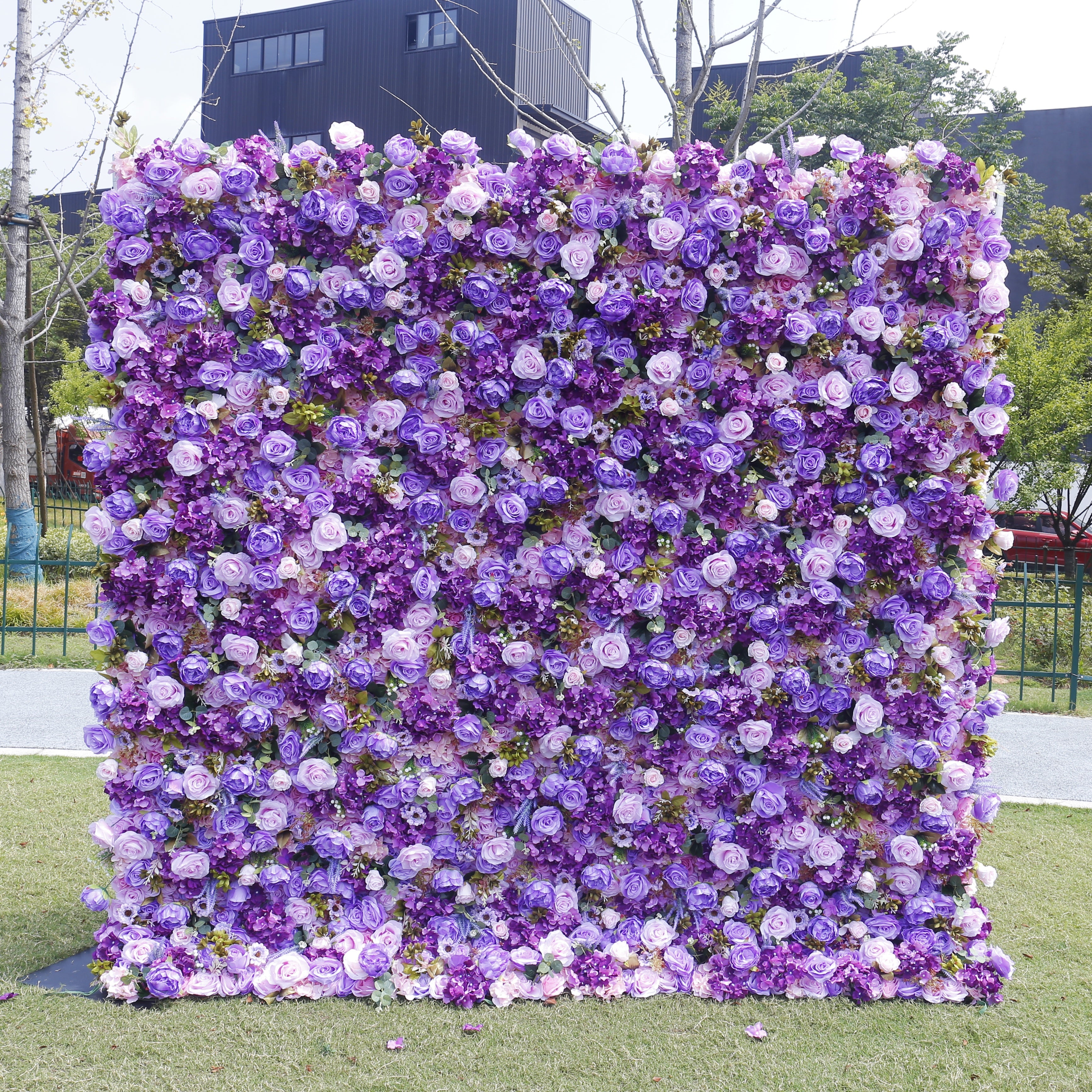 Handmade Artificial Cloth Purple Silk Flower Wall Event Decor ACFW-148