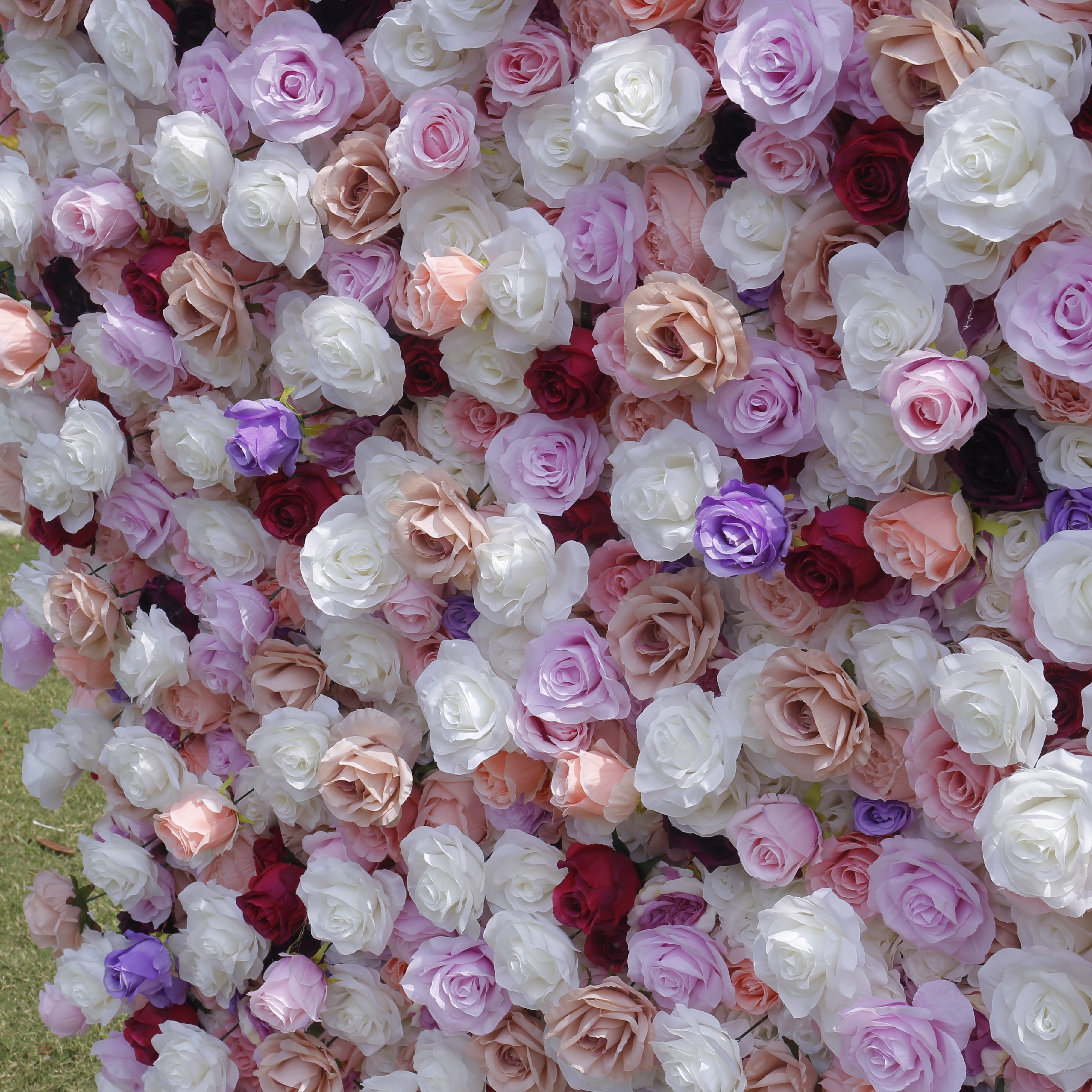 White Purple Mixed Cloth Rose 5D Flower Wall for Wedding Party ACFW-149