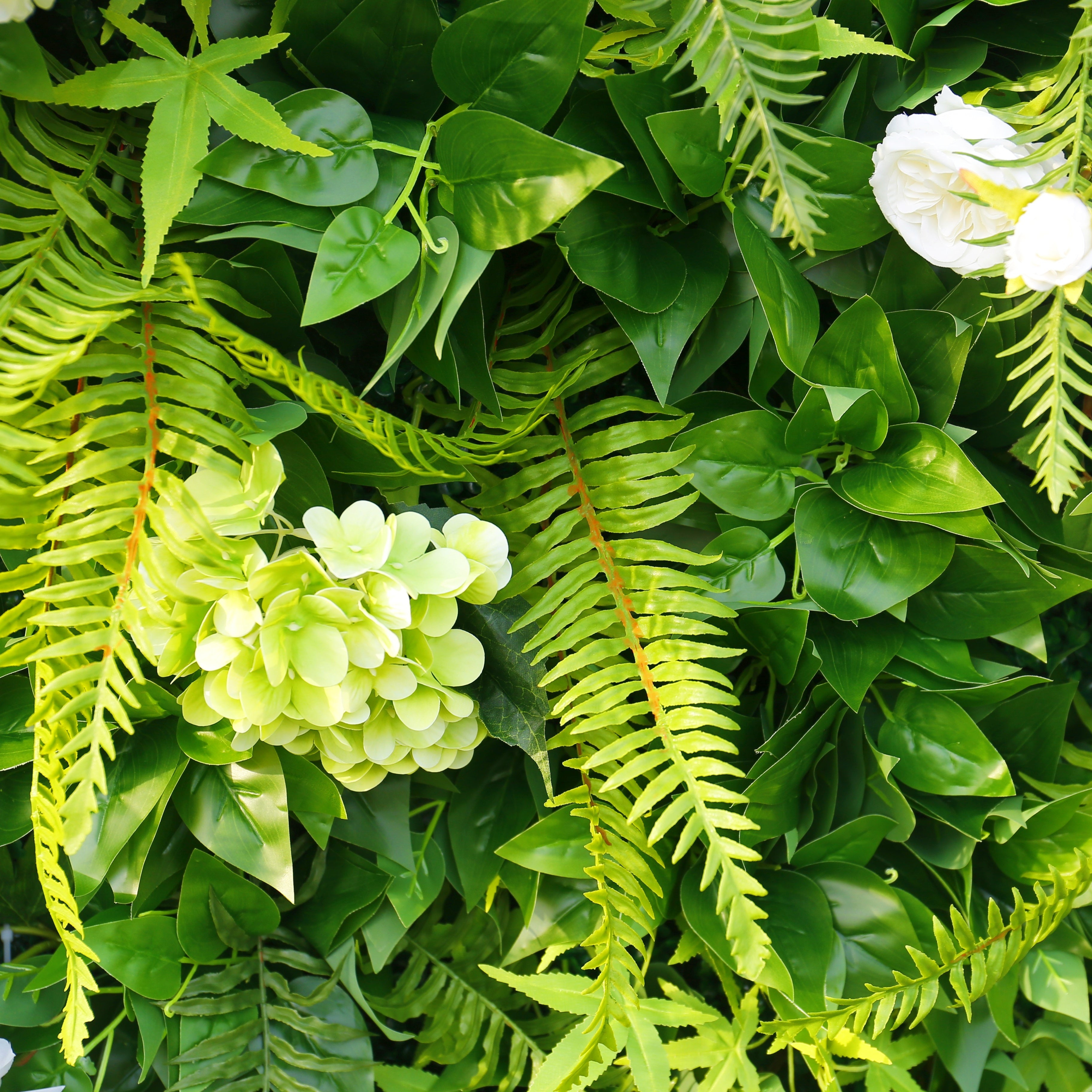 Green Leaves with White Flowers Fabric Roll Up Flower Wall ACFW-162