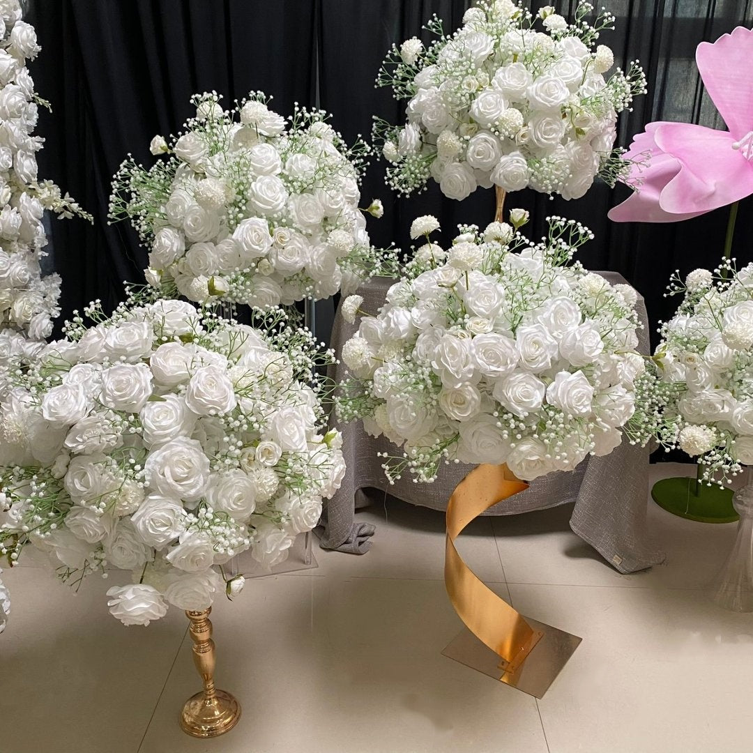 Elegant White Rose Floral Centerpiece for Wedding Ceremony Decor ADFC-022