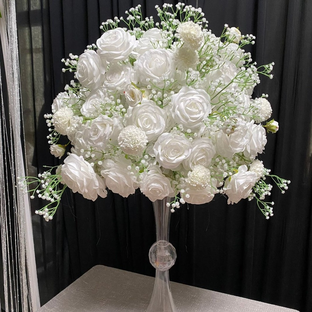 Elegant White Rose Floral Centerpiece for Wedding Ceremony Decor ADFC-022