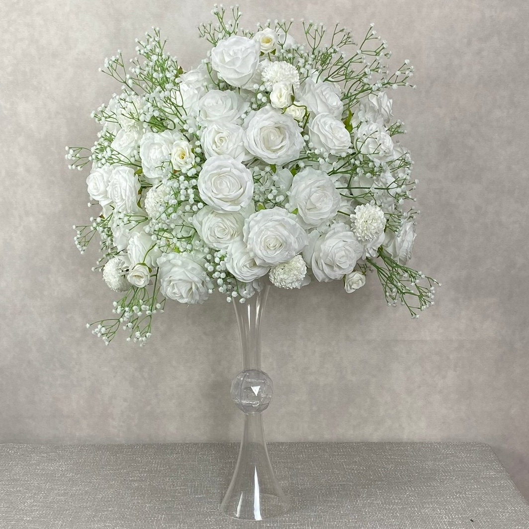 Elegant White Rose Floral Centerpiece for Wedding Ceremony Decor ADFC-022