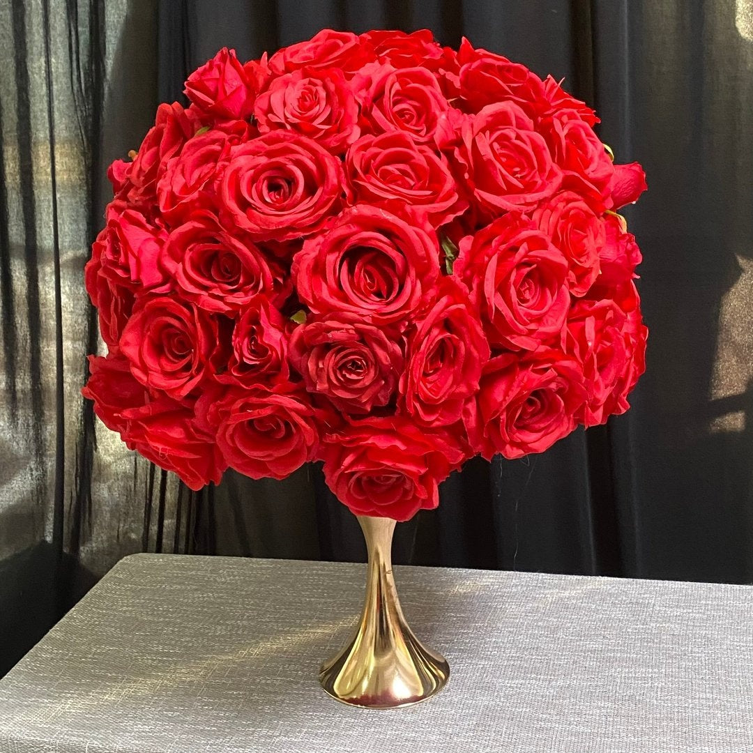 Classic Red Rose Floral Ball Centerpiece for Wedding Table Decor ADFC-024