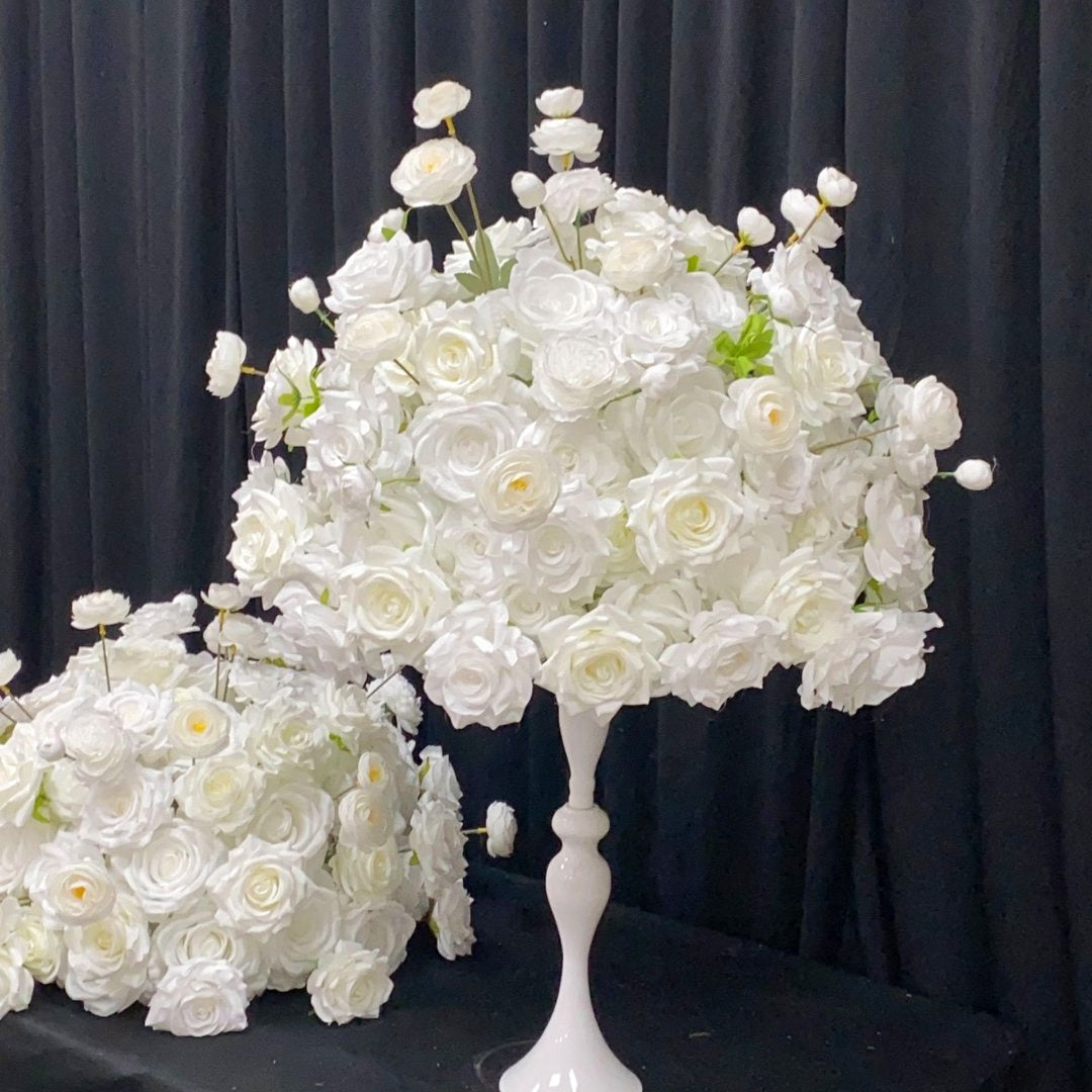 Timeless White Rose Arrangement for Bridal & Ceremony Table Decor ADFC-108
