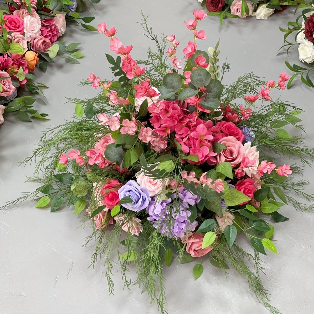 Spring Garden Floral Centerpiece with Hydrangea & Wild Greenery ADFC-116
