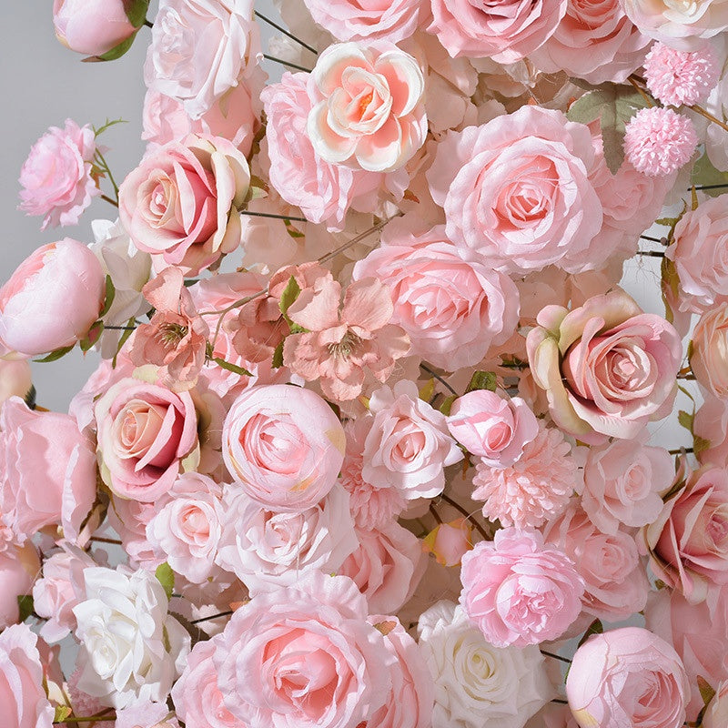 Wedding Pink Rose Flower Columns Artificial Floral Arch Pillars Aisle Decor AEAW-004