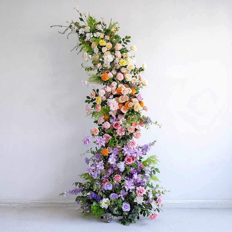Wedding Flower Columns with Pastel Roses for Aisle and Event Decor AEAW-007